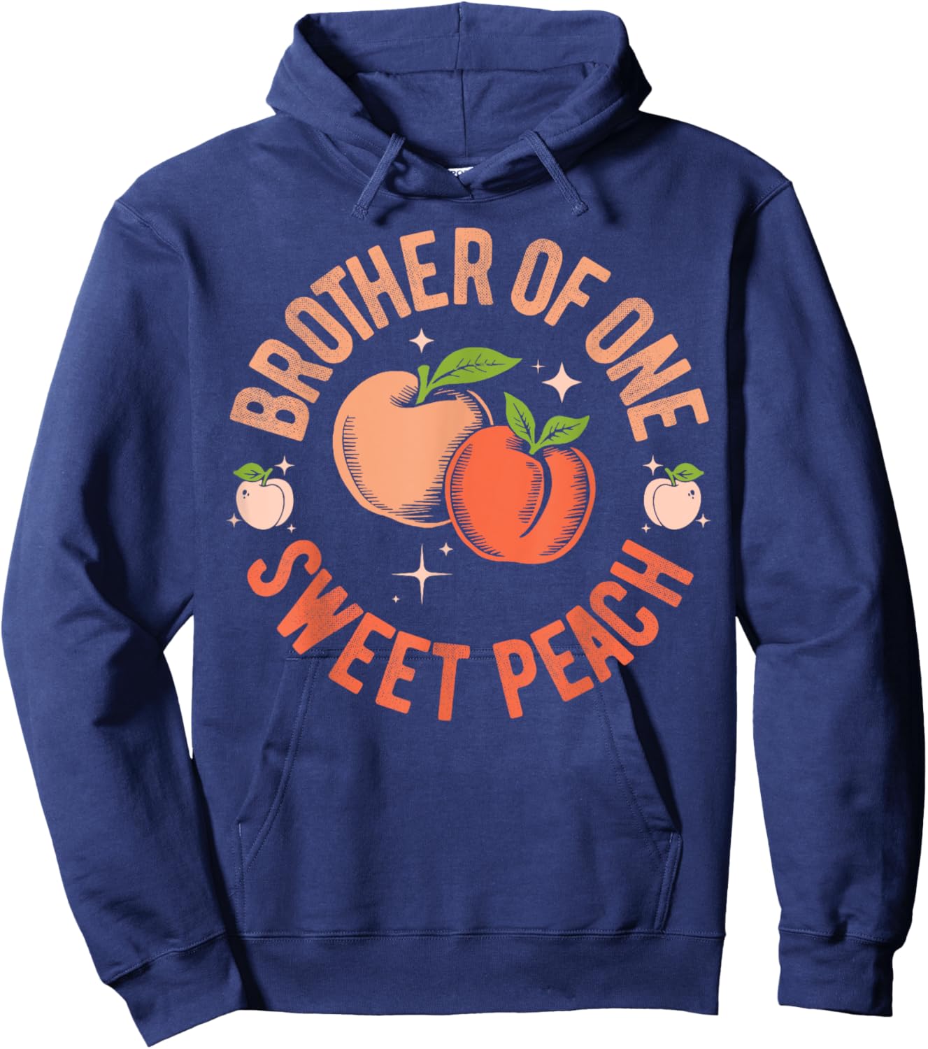 Brother First Birthday One Sweet Peach Bday Family Matching Hoodie - Hoodie | Navy