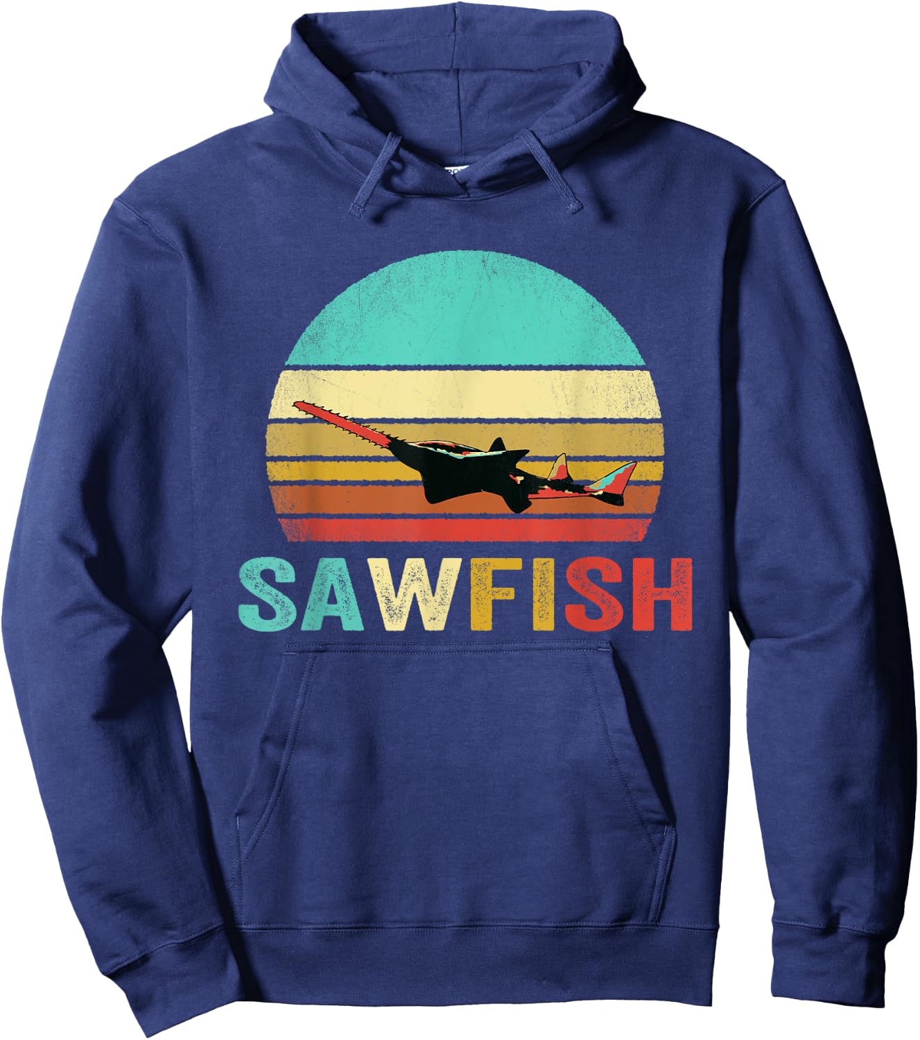 Vintage Sawfish Shirt Sunset Hoodie - Hoodie | Navy