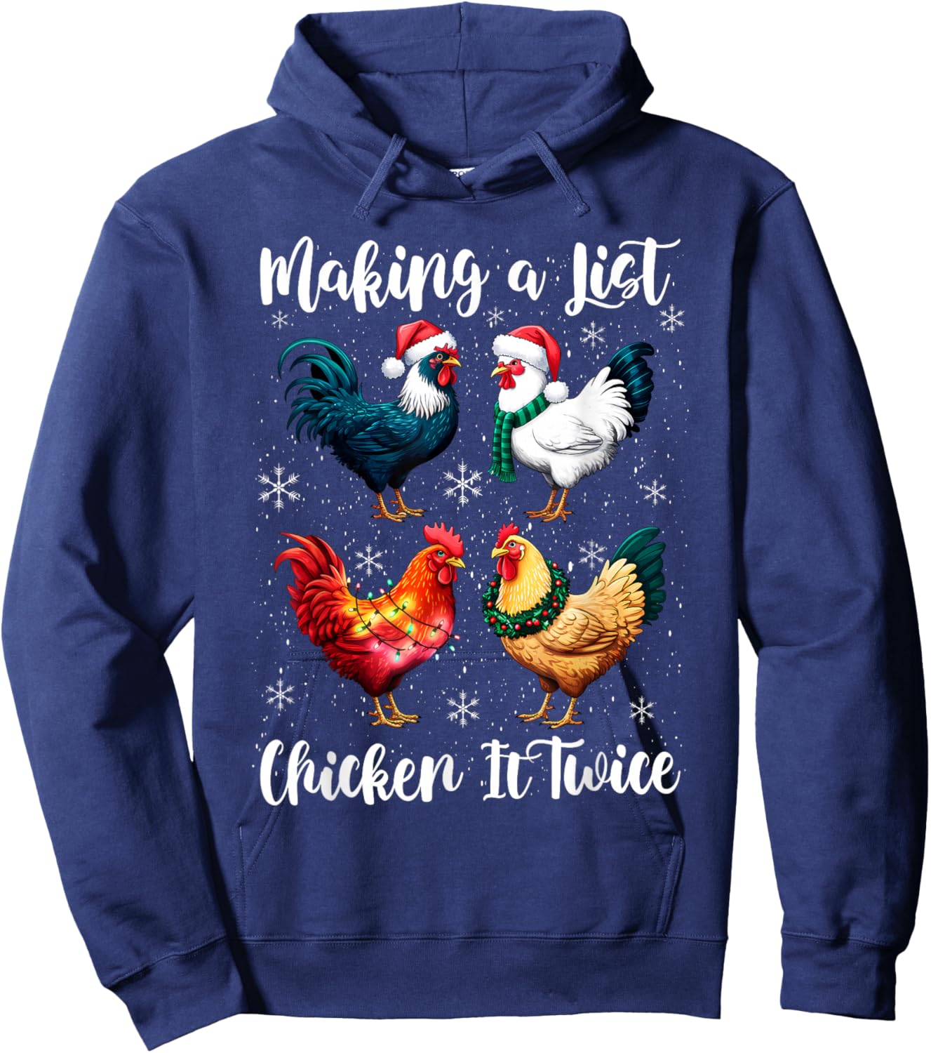 Christmas Chicken Lover Xmas Santa Hat Funny Farm Hoodie - Hoodie | Navy