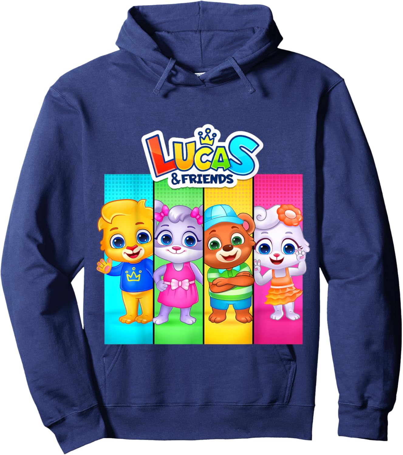RV AppStudios Lucas and Friends Group Shot Panels Hoodie - Hoodie | Navy