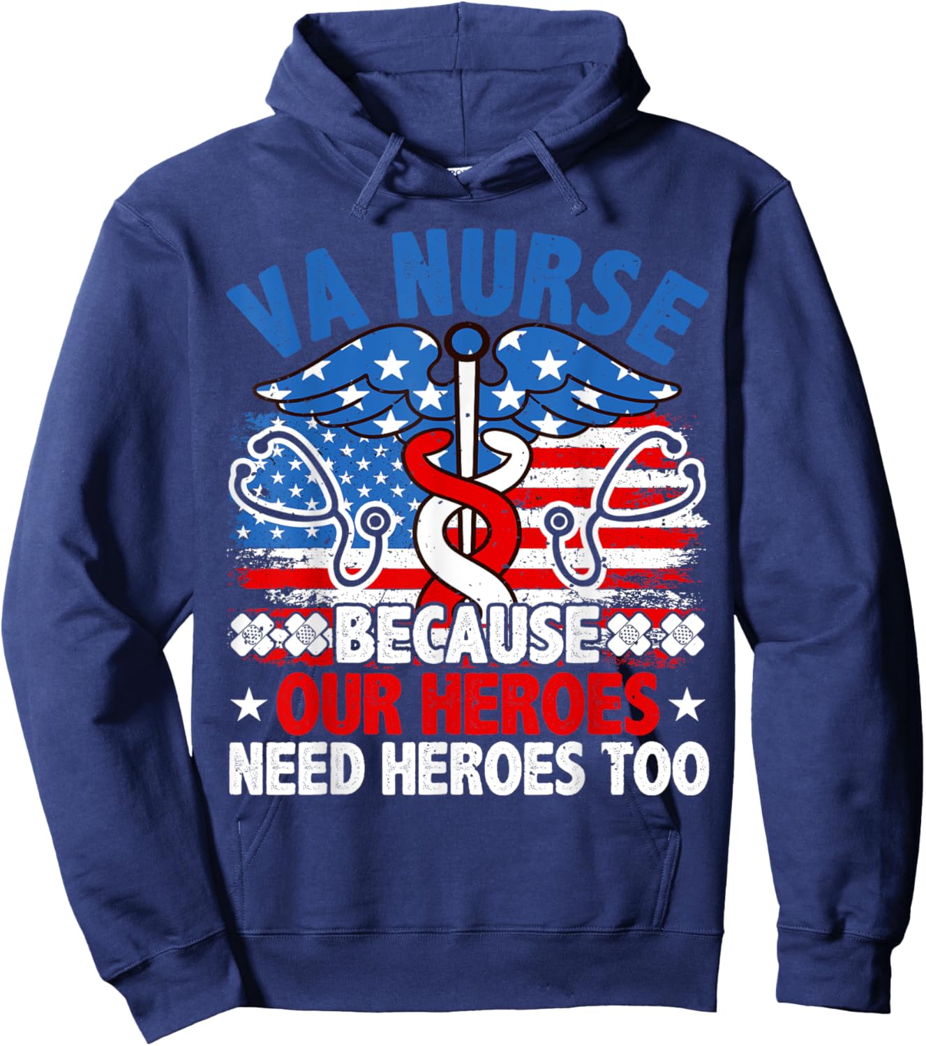 VA Nurse, Veteran & Patriot Nursing, US Military Nurse Hoodie - Hoodie | Navy