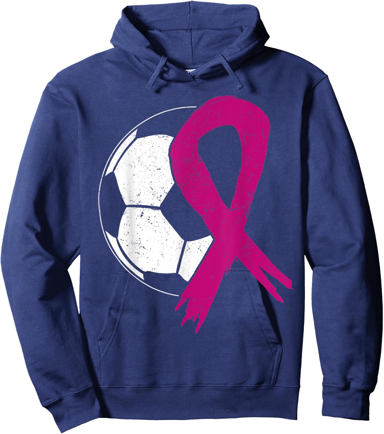 Breast Cancer Soccer Ball Pink Ribbon Carcinomas Sport Kick Hoodie - Hoodie | Navy
