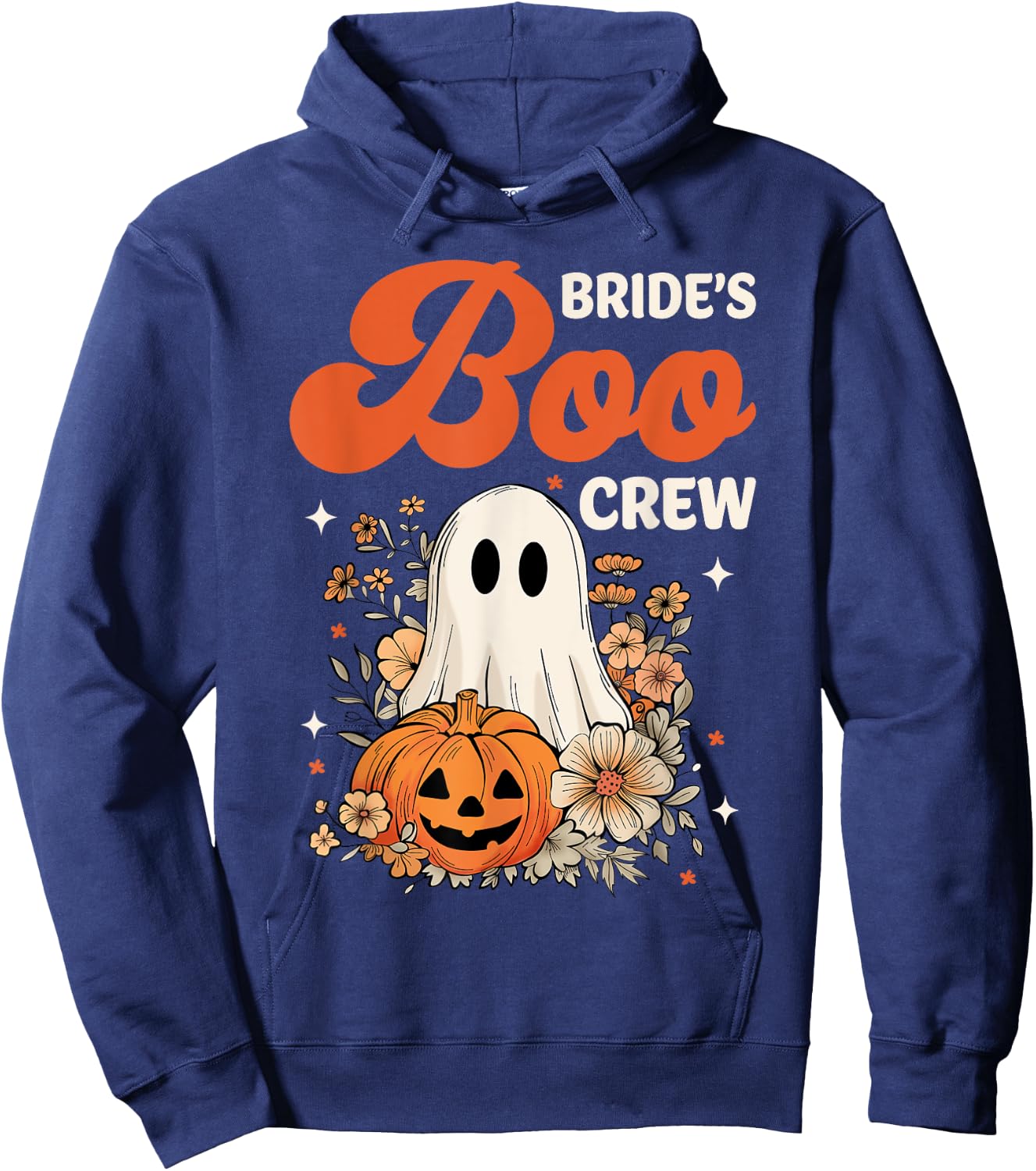 Bride's Boo Crew Wildflower Ghost Halloween Bachelorette Hoodie - Hoodie | Navy