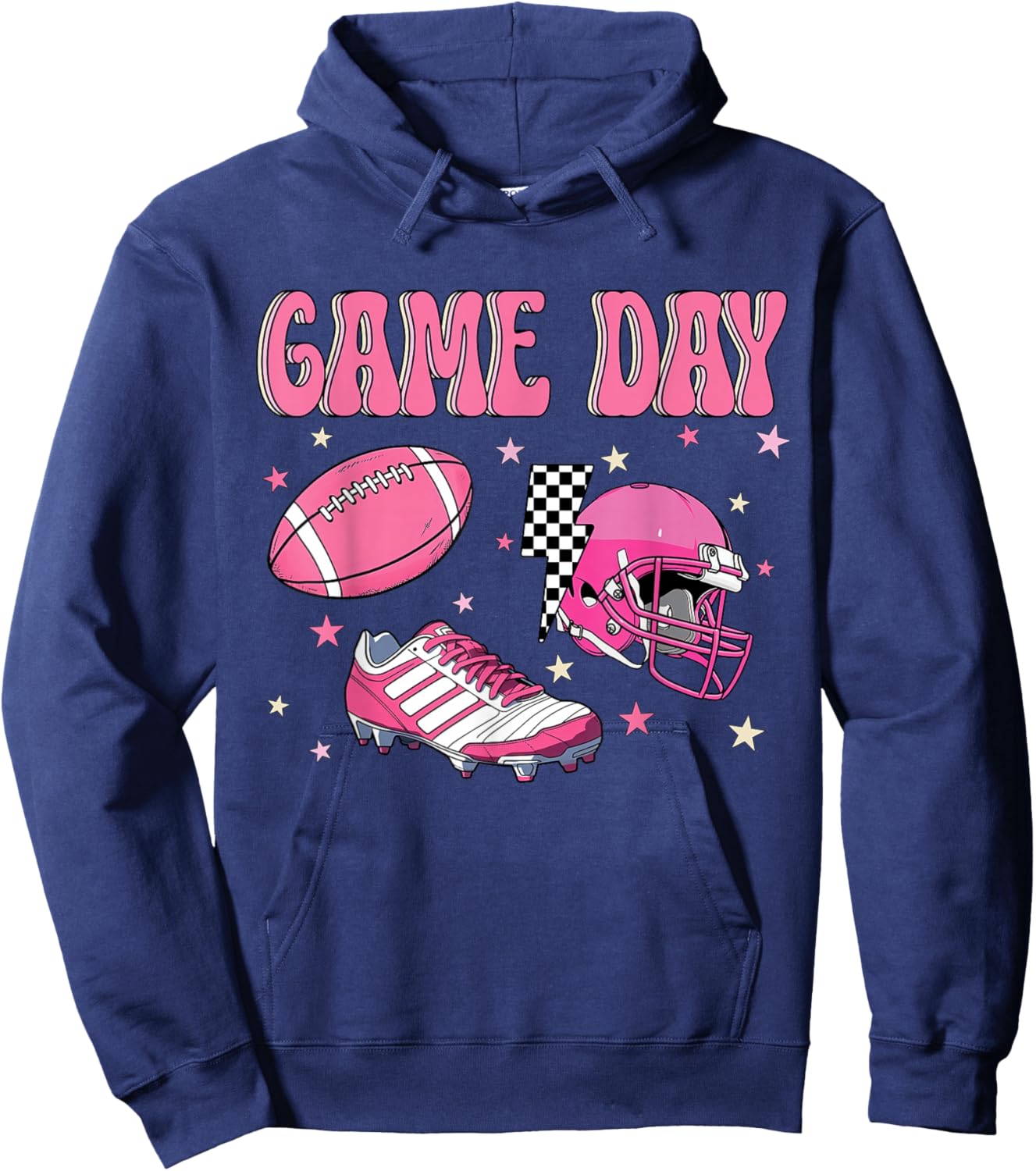 Pink Football Game Day Jersey - Sporty Fan Apparel Hoodie - Hoodie | Navy