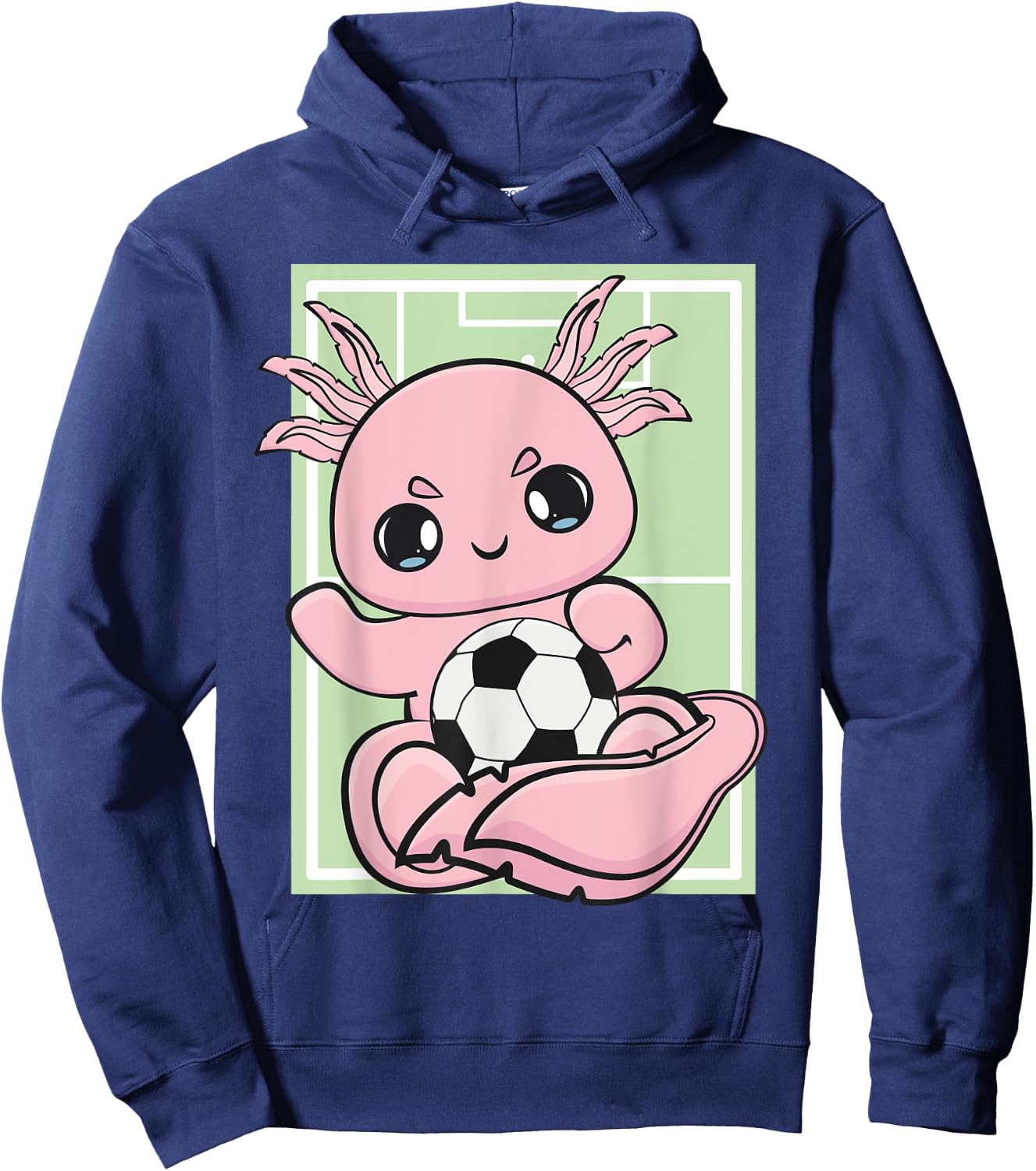 Axolotl With Soccer Plays Football Team Sports Hoodie - Hoodie | Navy