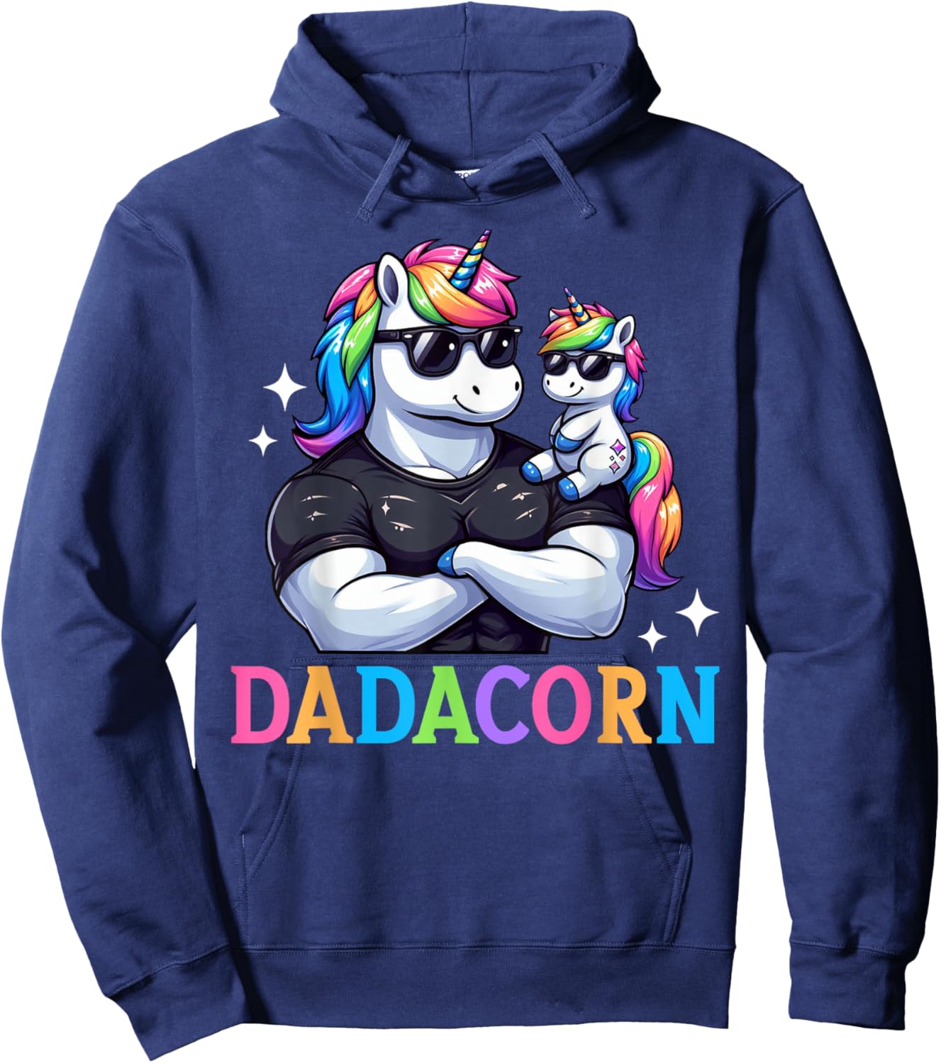 Dadacorn Unicorn Dad Papa Father's Day Daughter Hoodie - Hoodie | Navy