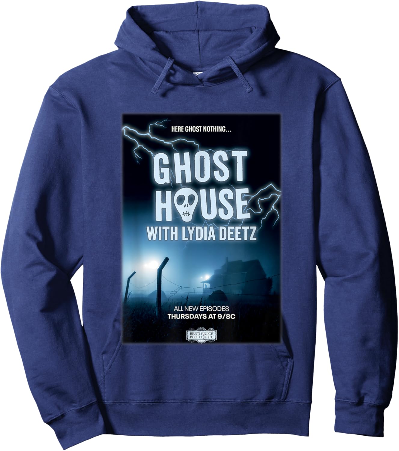 Beetlejuice Beetlejuice Ghost House With Lydia Deetz Poster Hoodie - Hoodie | Navy