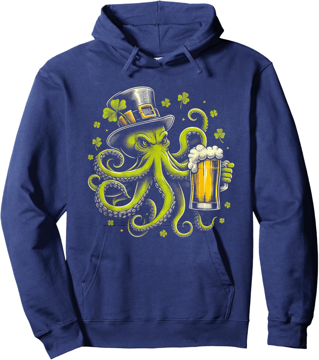 Irish Octopus With Beer St. Patrick's Day Ireland Hoodie - Hoodie | Navy