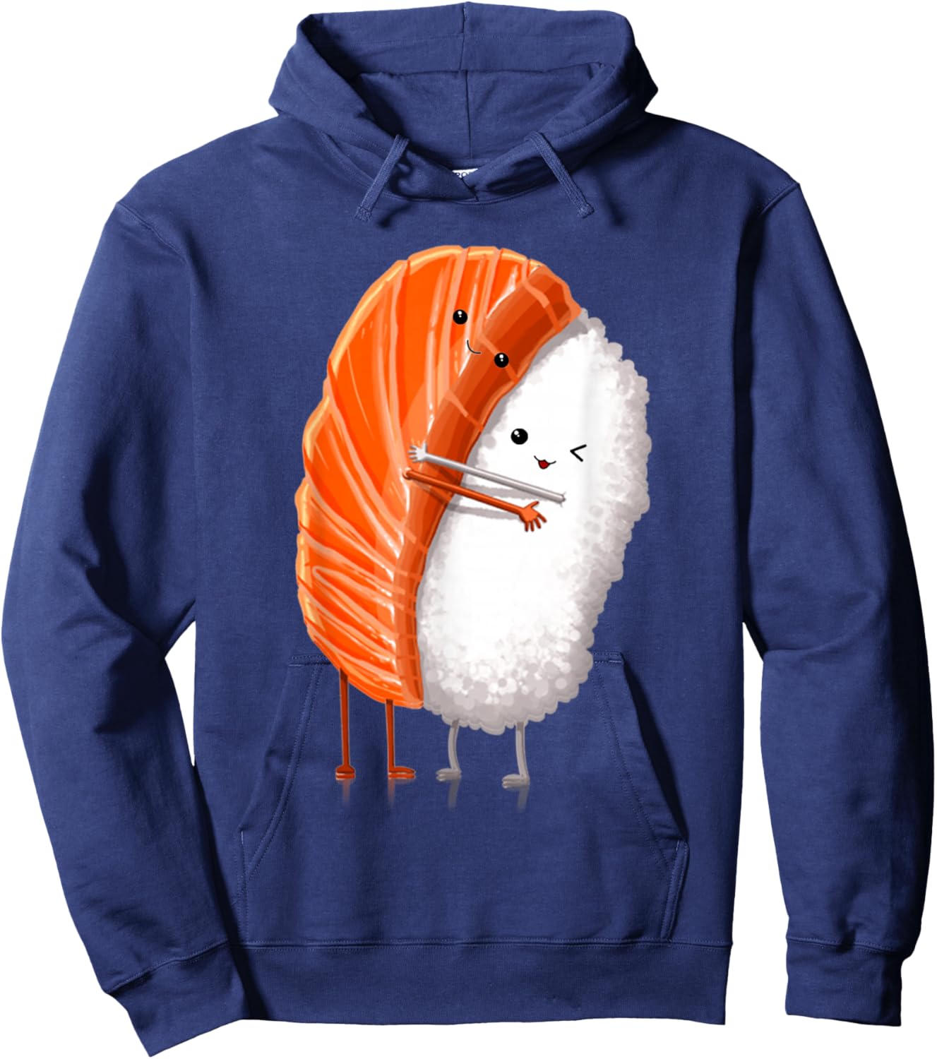 Funny Sushi Hugging Salmon Cute Japanese Sushi Kawaii Food Hoodie - Hoodie | Navy