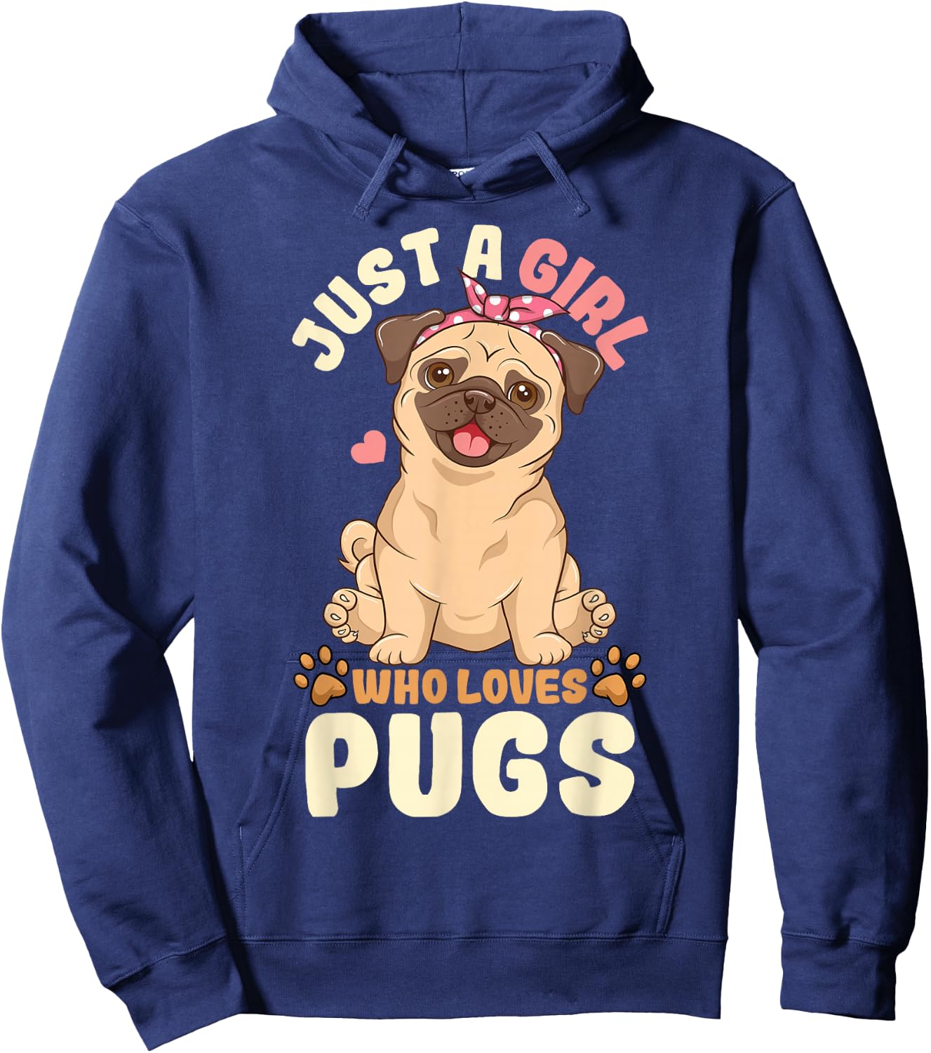 Pug Love Girl Hoodie - Hoodie | Navy