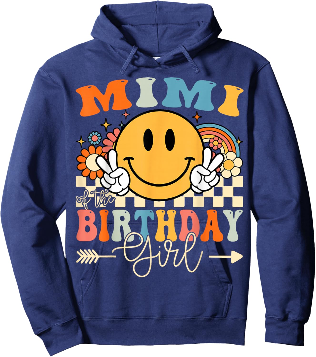 Mimi Of The Birthday Girl Groovy Retro Vintage Hoodie - Hoodie | Navy