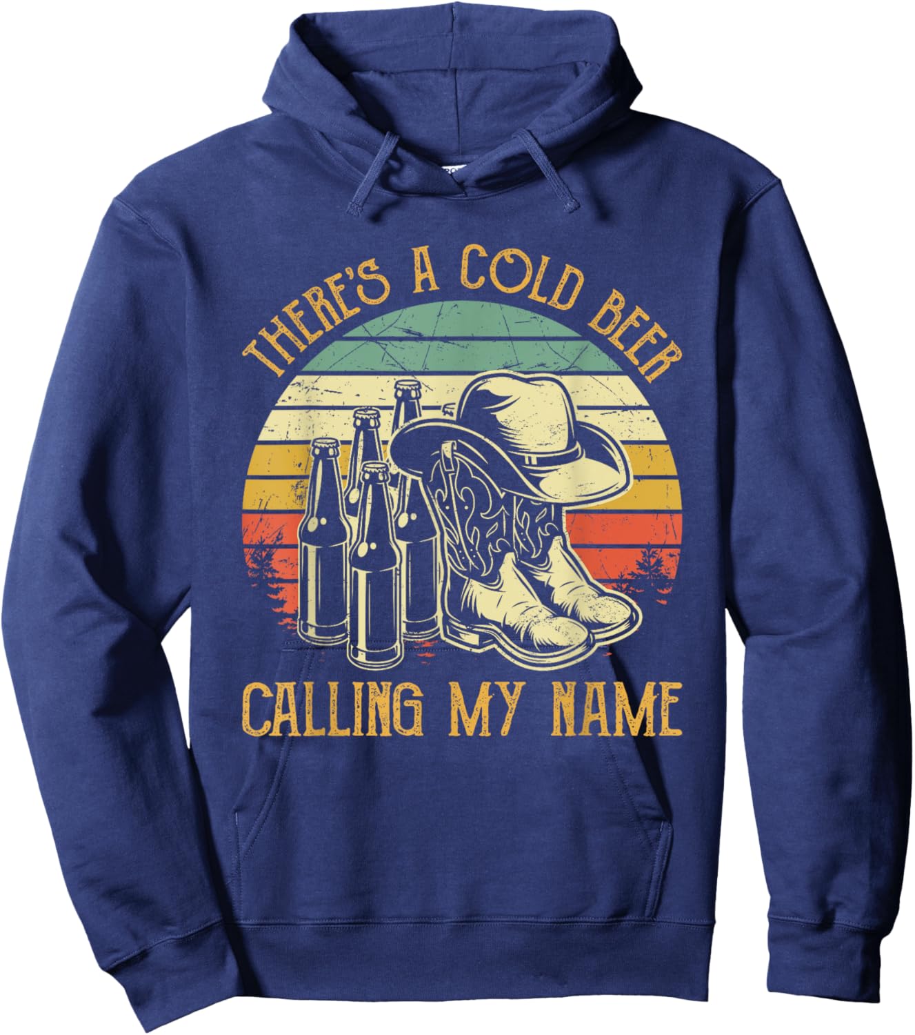 There's A Cold Beer Calling My Name Country Music Hoodie - Hoodie | Navy