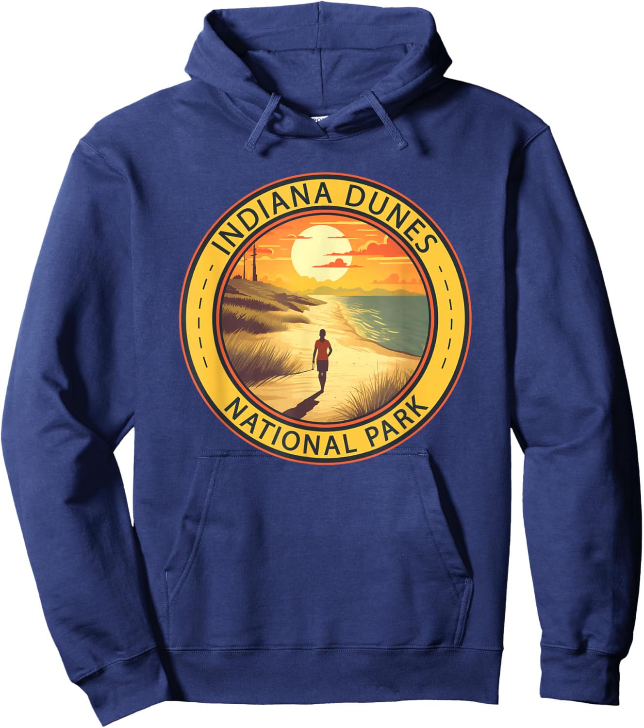 Indiana Dunes National Park Illustration Travel Art Hoodie - Hoodie | Navy