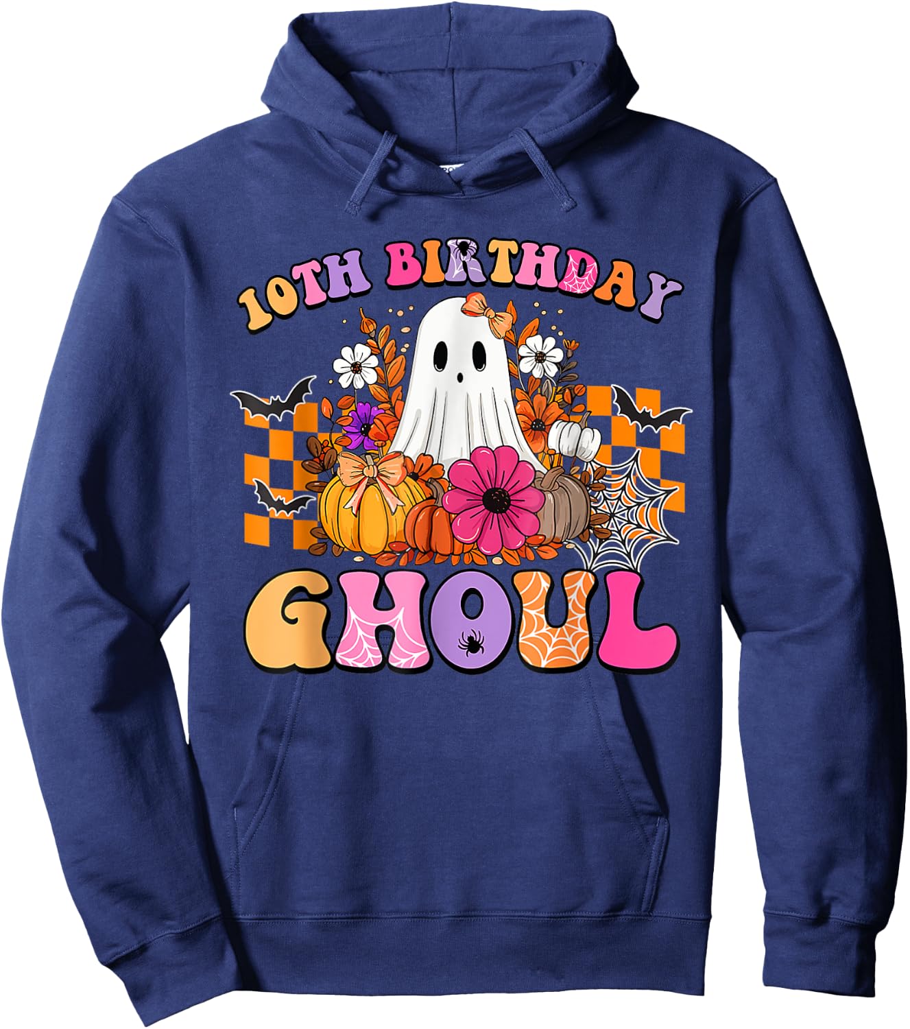 Halloween Ghoul 10 Year Old 10th Birthday Spooky Ghost Hoodie - Hoodie | Navy