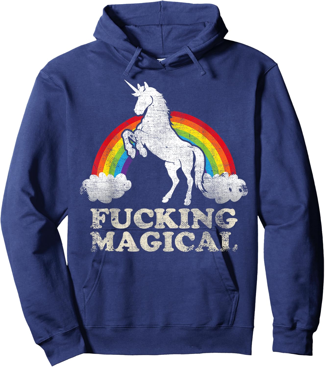 Funny Retro Adult Humour Fucking Magical Unicorn Rainbow Hoodie - Hoodie | Navy