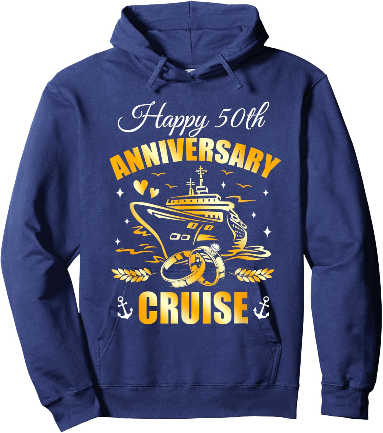 Happy 50Th Anniversary Cruise Wedding Matching Husband Wife Hoodie - Hoodie | Navy