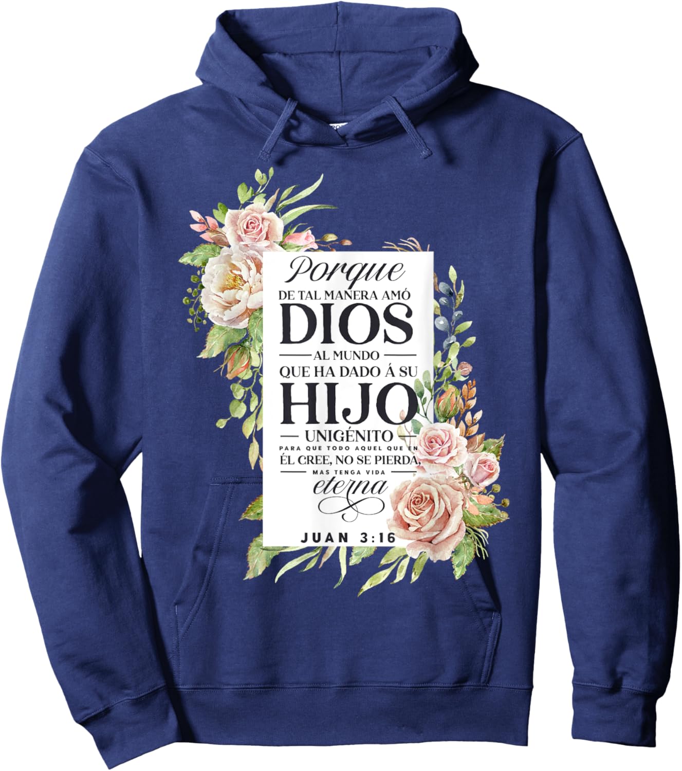 Christians Quote in Spanish Christian Bible Verse Quote Hoodie - Hoodie | Navy