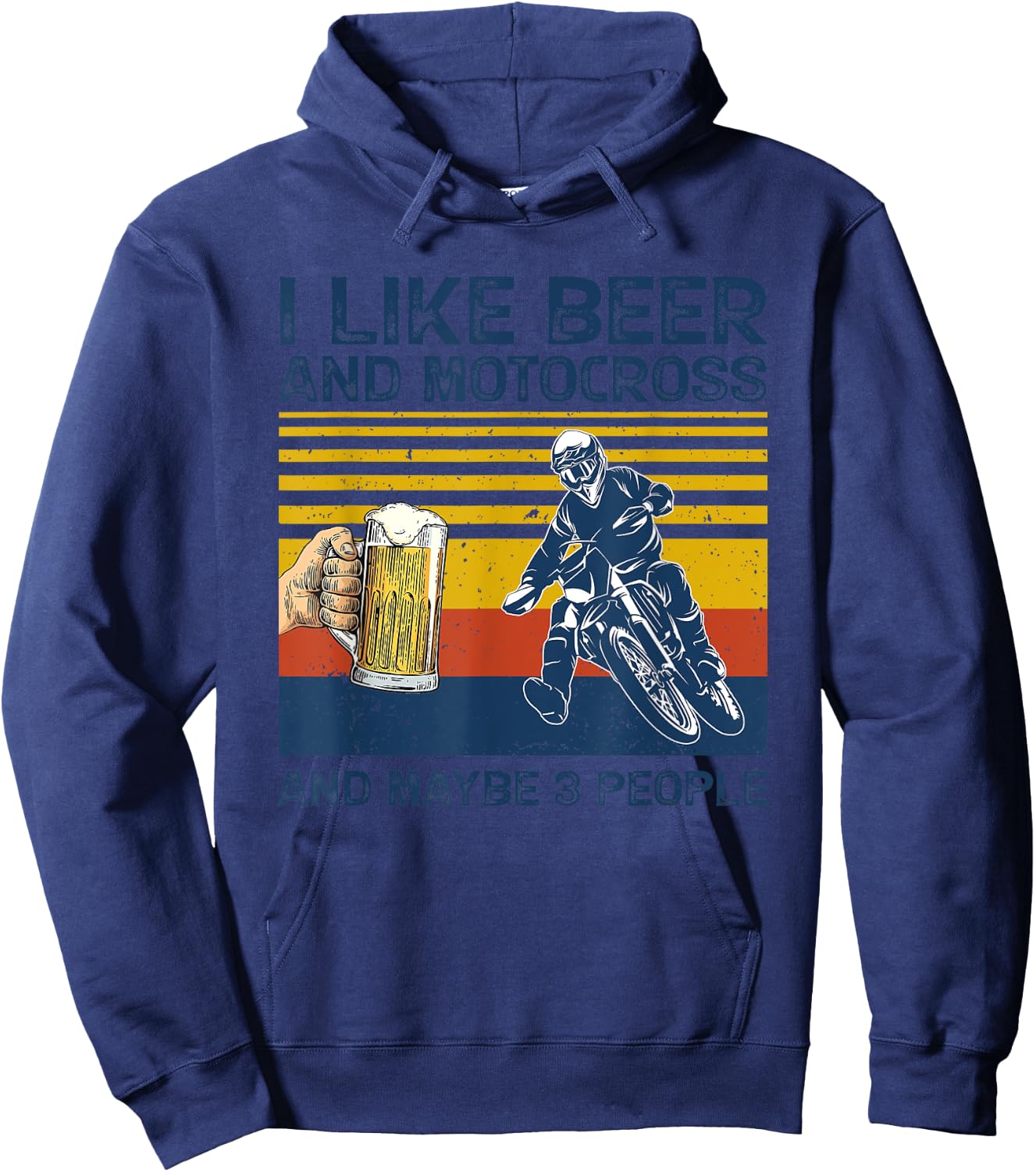 I Like Beer And Motocross And Maybe 3 People Vintage Hoodie - Hoodie | Navy