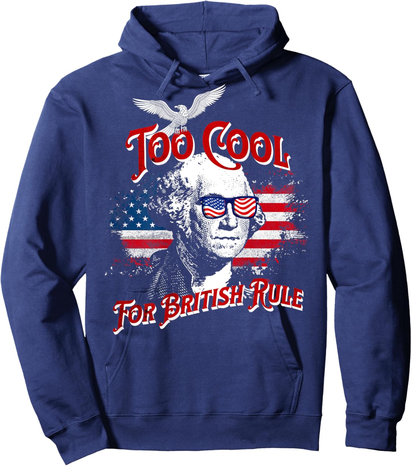 On Back Too Cool For British Rule Washington 4th of July Kids Men Hoodie - Hoodie | Navy