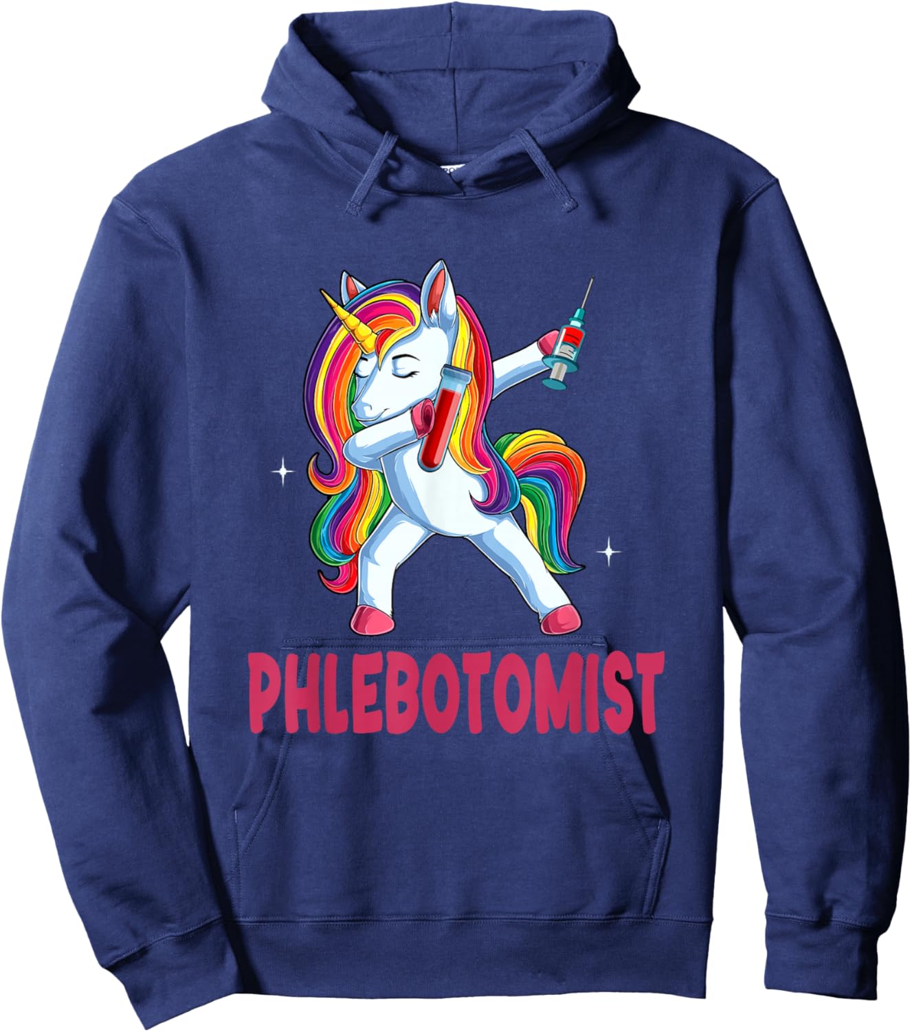 Phlebotomist Dabbing Unicorn Matching Family Proud Job Lover Hoodie - Hoodie | Navy