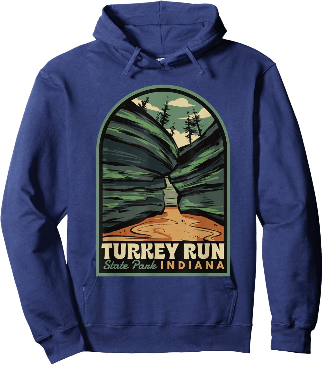 Turkey Run State Park Indiana Vintage Badge Hoodie - Hoodie | Navy