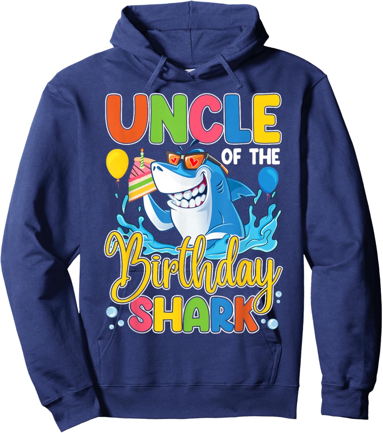 Funny Uncle Of The Shark Birthday Animal Lover Boys Girls Hoodie - Hoodie | Navy