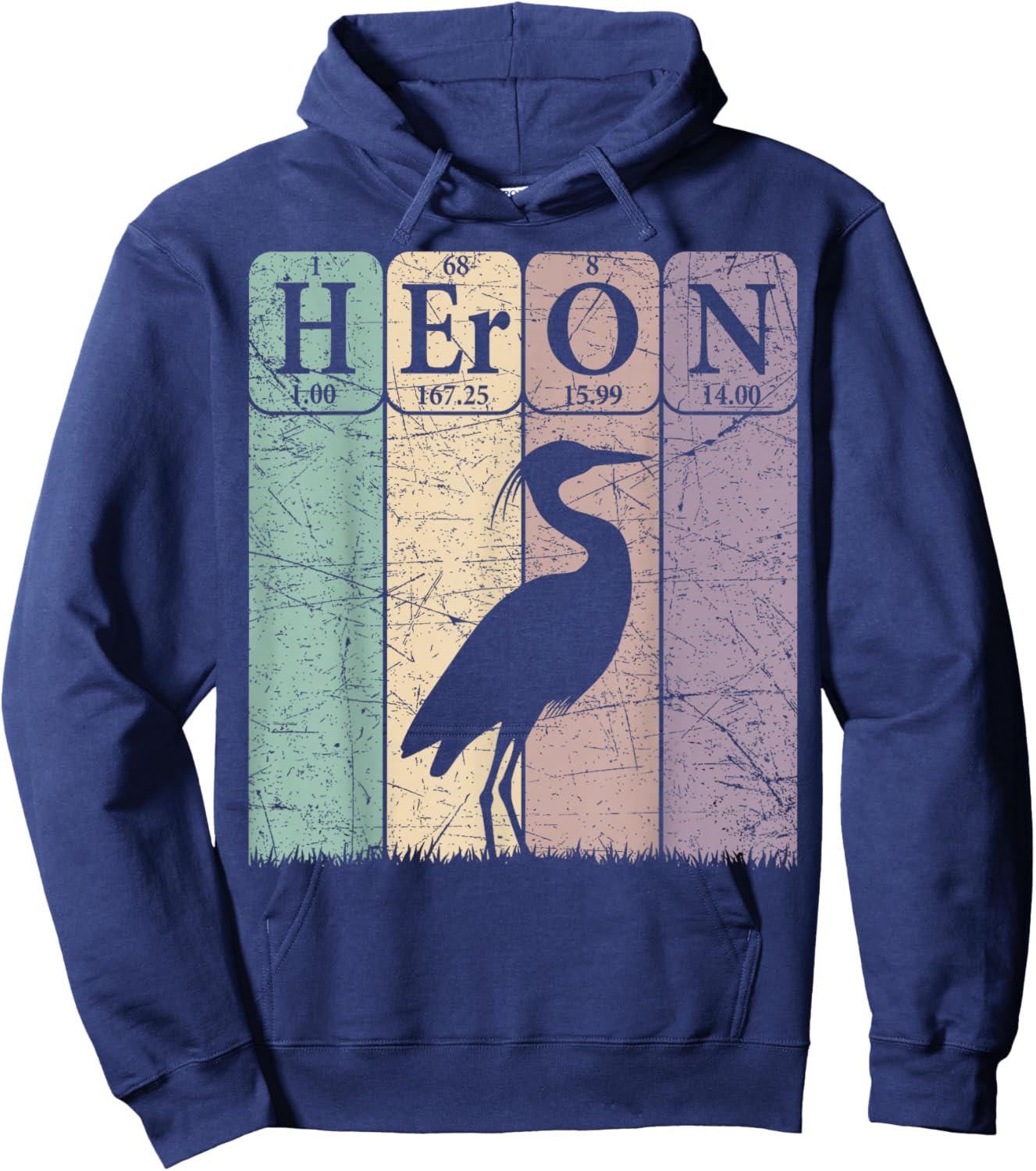 Heron Periodic Table Elements Birdwatching Ornithology Hoodie - Hoodie | Navy