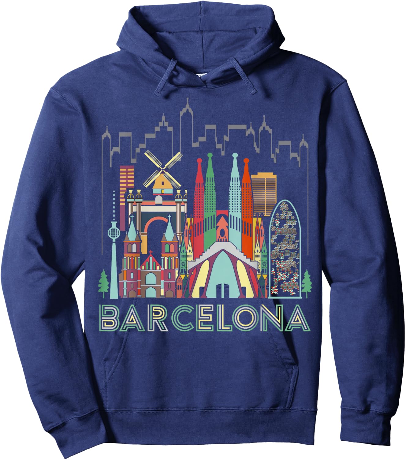 Fun Travel Spain Barcelona Vacation Gift Design Idea Hoodie - Hoodie | Navy
