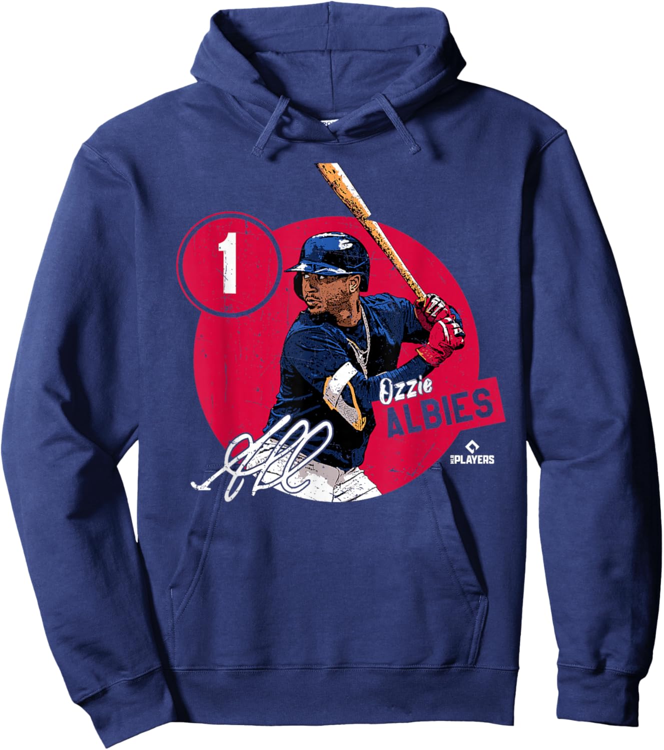 Ozzie Albies | Atlanta Baseball MLB Players | MLBALB4011 Hoodie - Hoodie | Navy