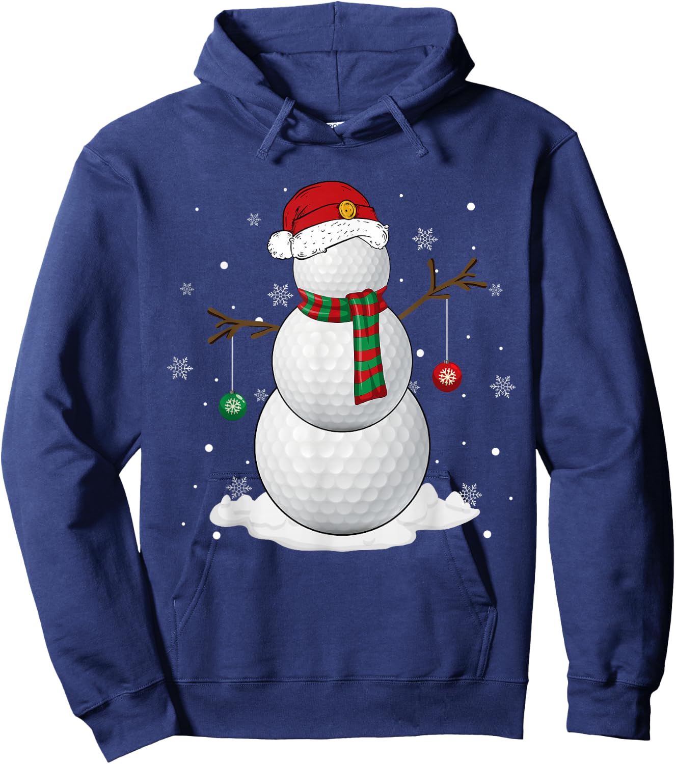 Golf Ball Snowman Santa Hat Christmas Pajama Xmas Holiday Hoodie - Hoodie | Navy