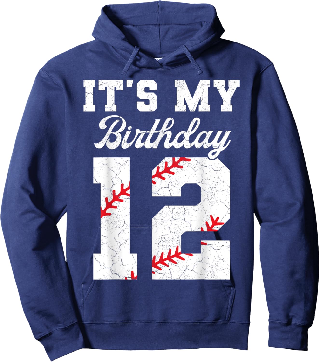 Birthday Boy 12 Baseball Its My 12th Birthday Boys Girls Hoodie - Hoodie | Navy