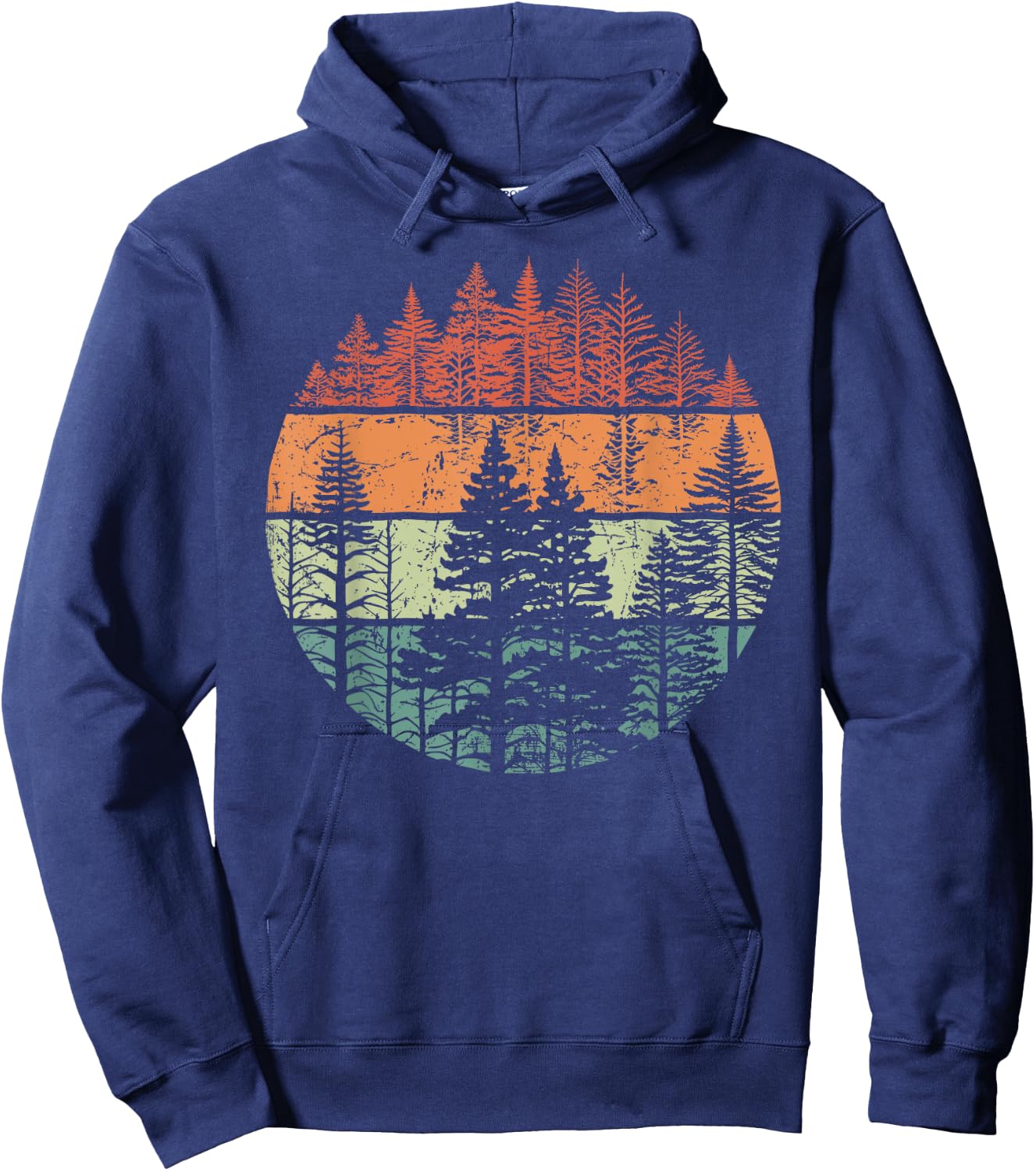 Retro Forest Trees Outdoors Nature Women Men Vintage Graphic Hoodie - Hoodie | Navy