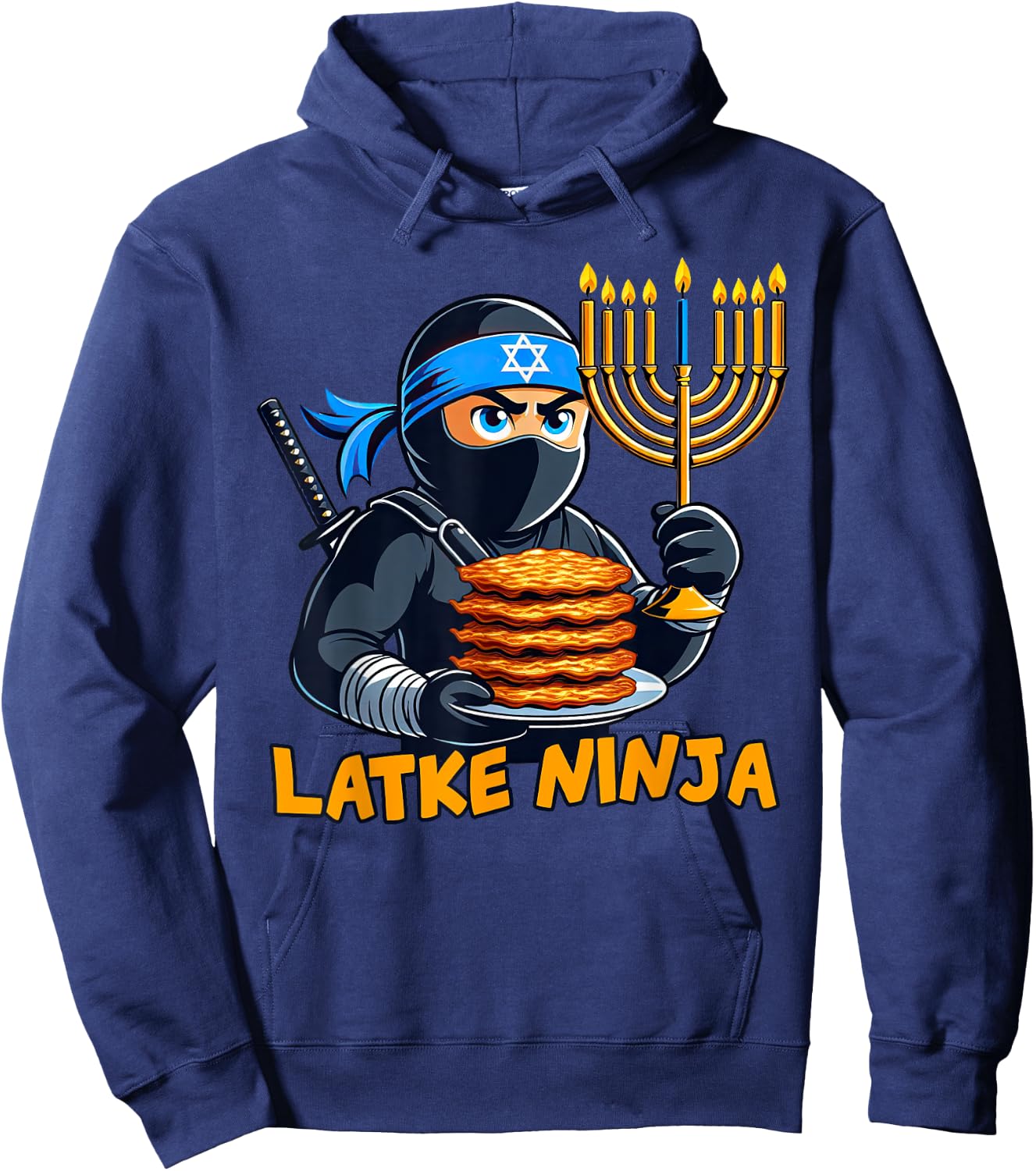 Latke Ninja Chanukah Hanukkah Food Jewish Hoodie - Hoodie | Navy