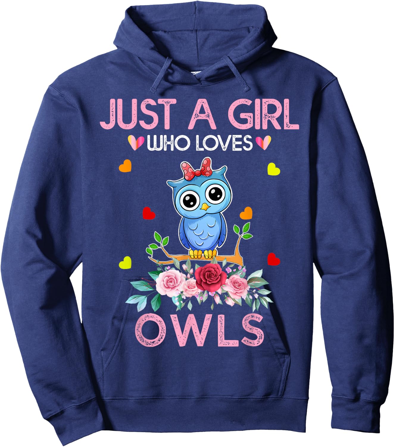 Owl Girls Kids Gift Just A Girl Who Loves Owls Hoodie - Hoodie | Navy