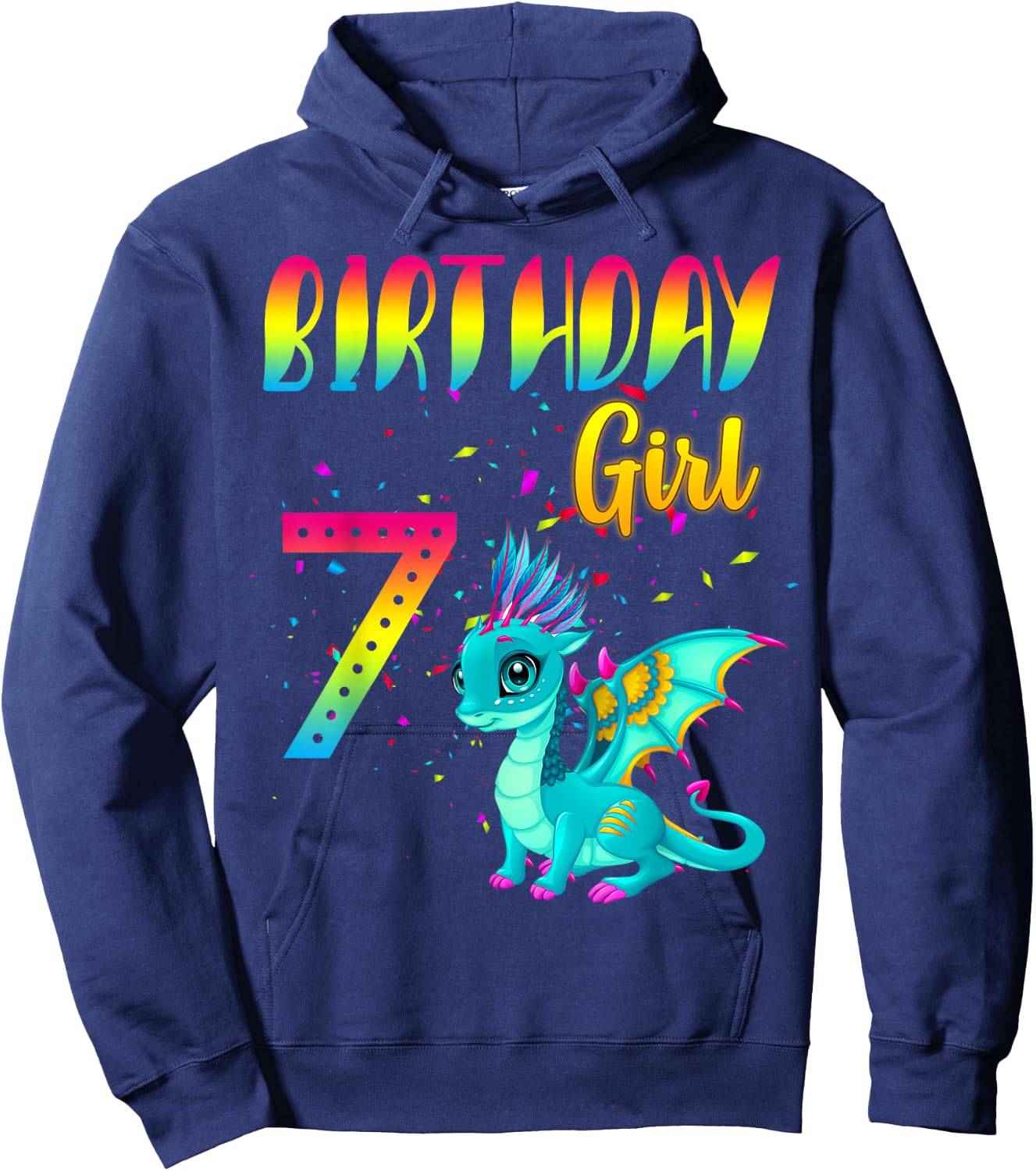 Birthday Girl Dragon 7 Theme Party Outfit Hoodie - Hoodie | Navy