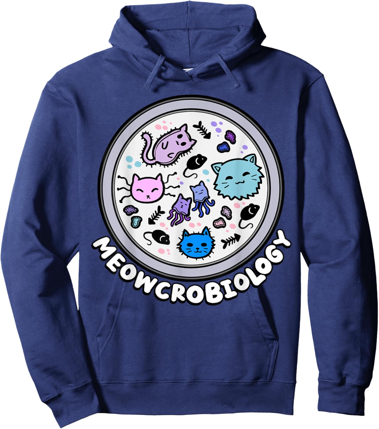 Meowcrobiology Microscopic Cats Science Pet School Biology Hoodie - Hoodie | Navy