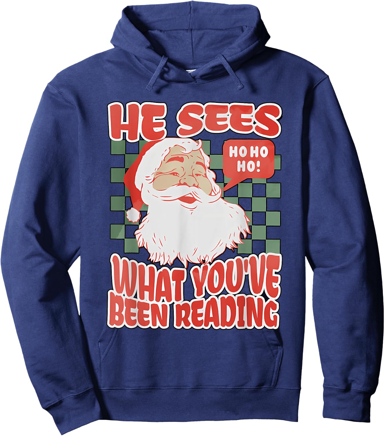 He Sees What You've Been Reading Funny Bookish Christmas Hoodie - Hoodie | Navy