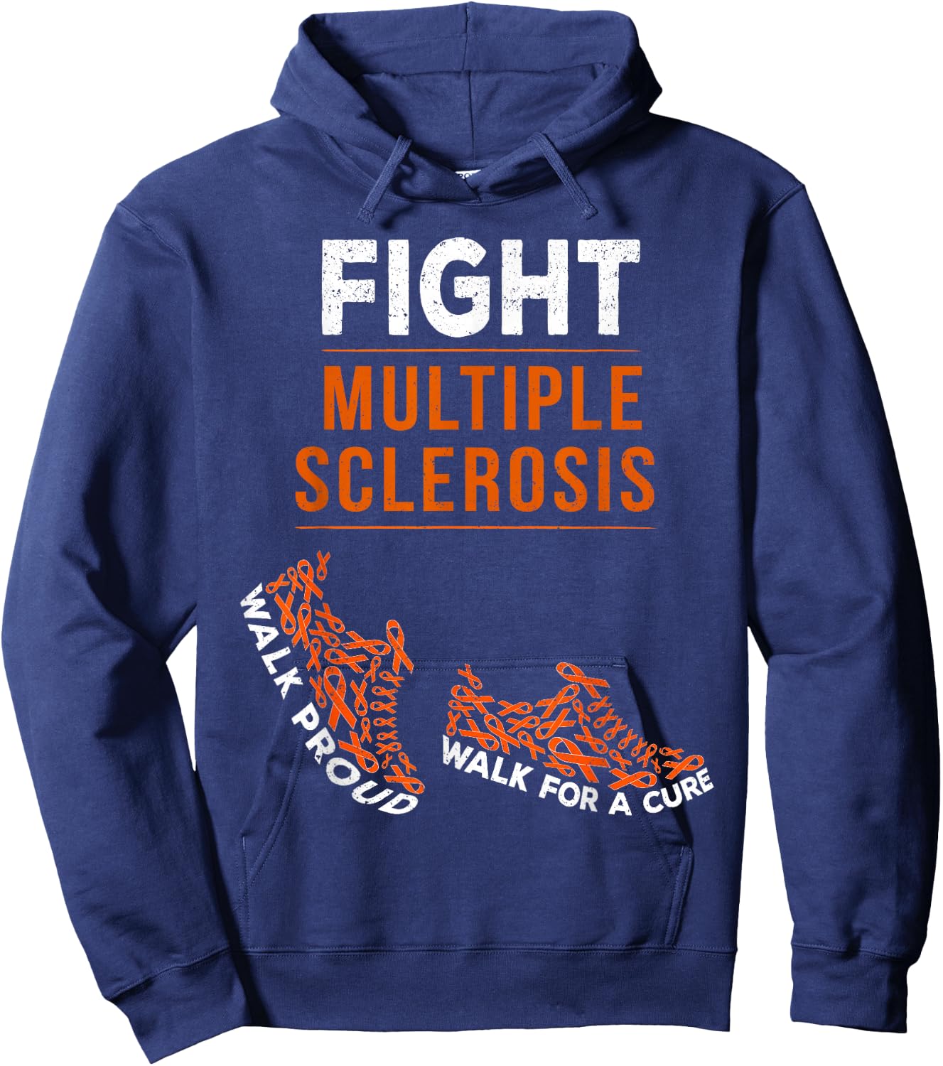 Fight Multiple Sclerosis MS Awareness Warrior Ribbon Hoodie - Hoodie | Navy