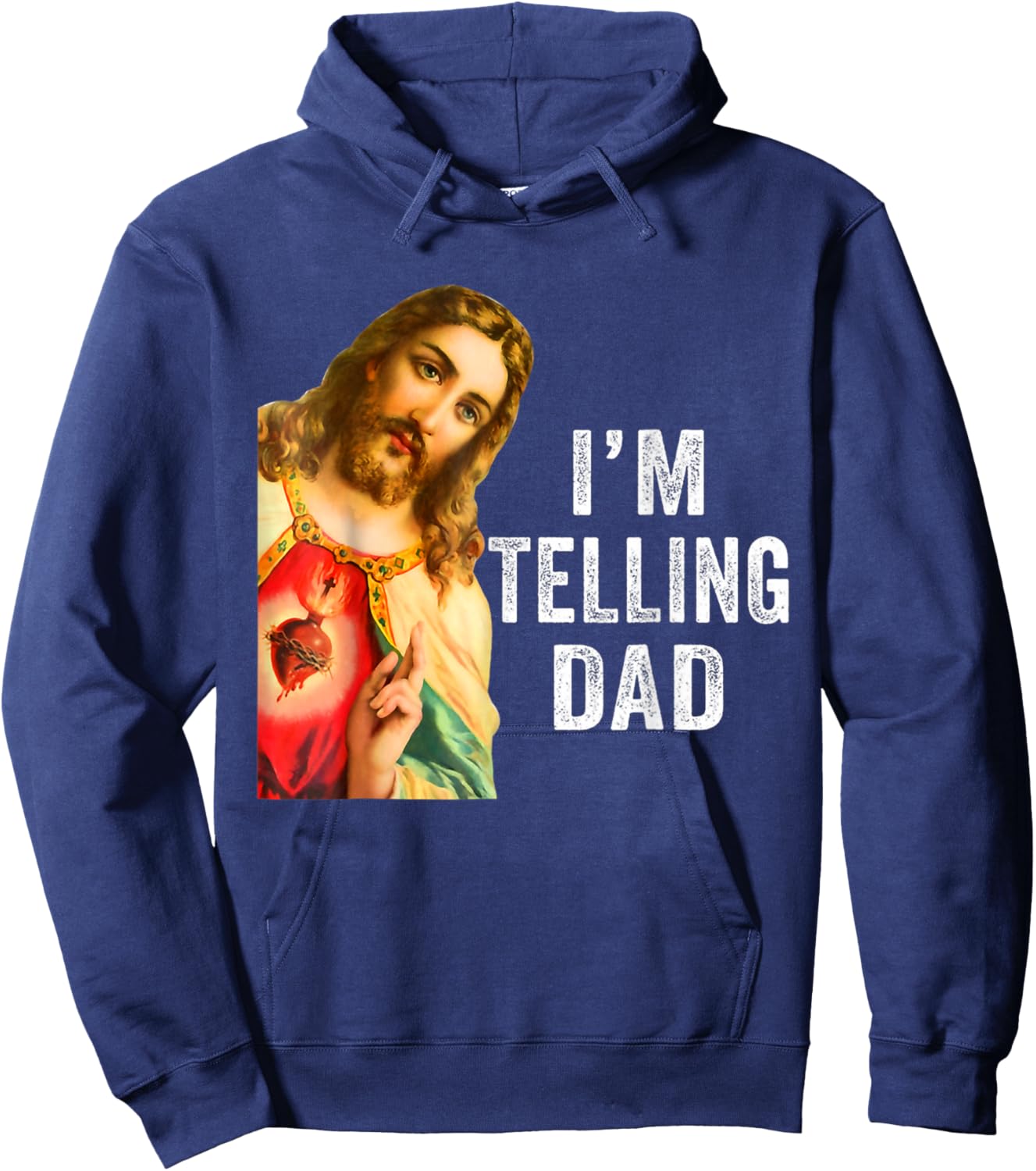 Retro Sunset Jesus I'm Telling Dad Costume Women Hoodie - Hoodie | Navy