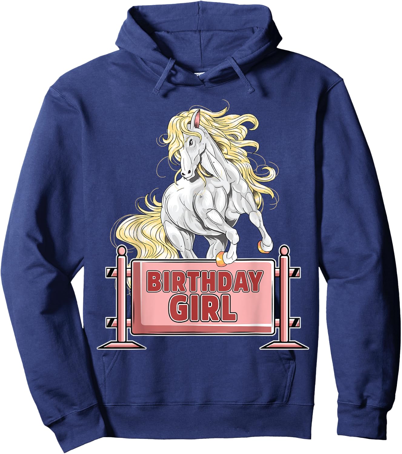 Cute Horse Birthday Girl Party Animal Farm Barn Horse Lover Hoodie - Hoodie | Navy