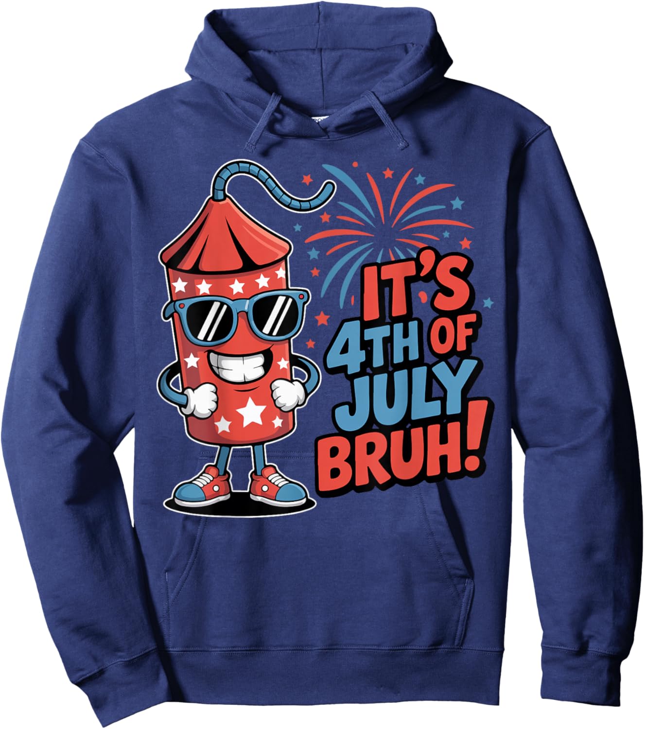 4th of July Bruh Boys Kids Funny Firecracker Fourth of July Hoodie - Hoodie | Navy