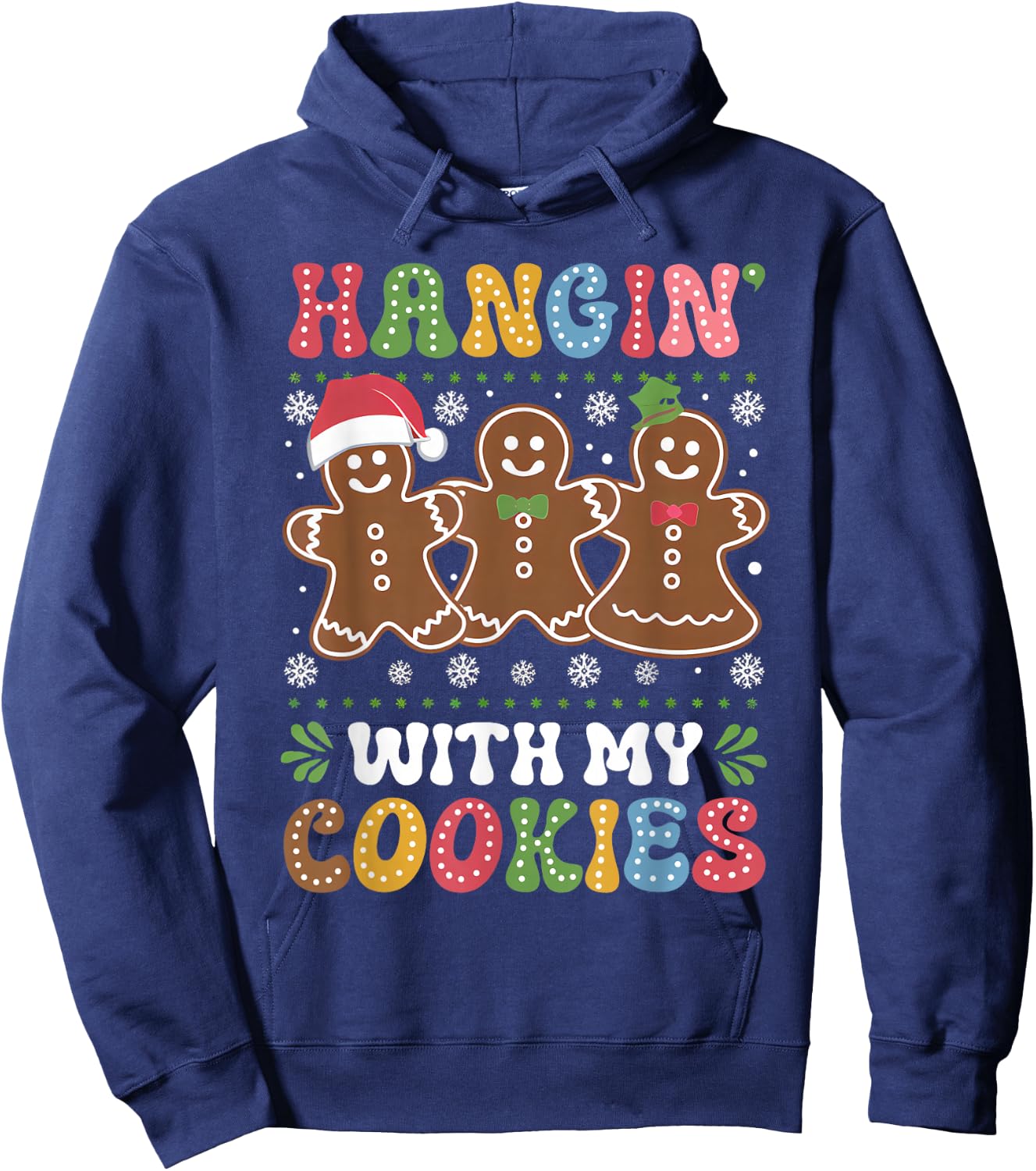 Groovy Hangin With My Cookies Gingerbread Christmas Teacher Hoodie - Hoodie | Navy