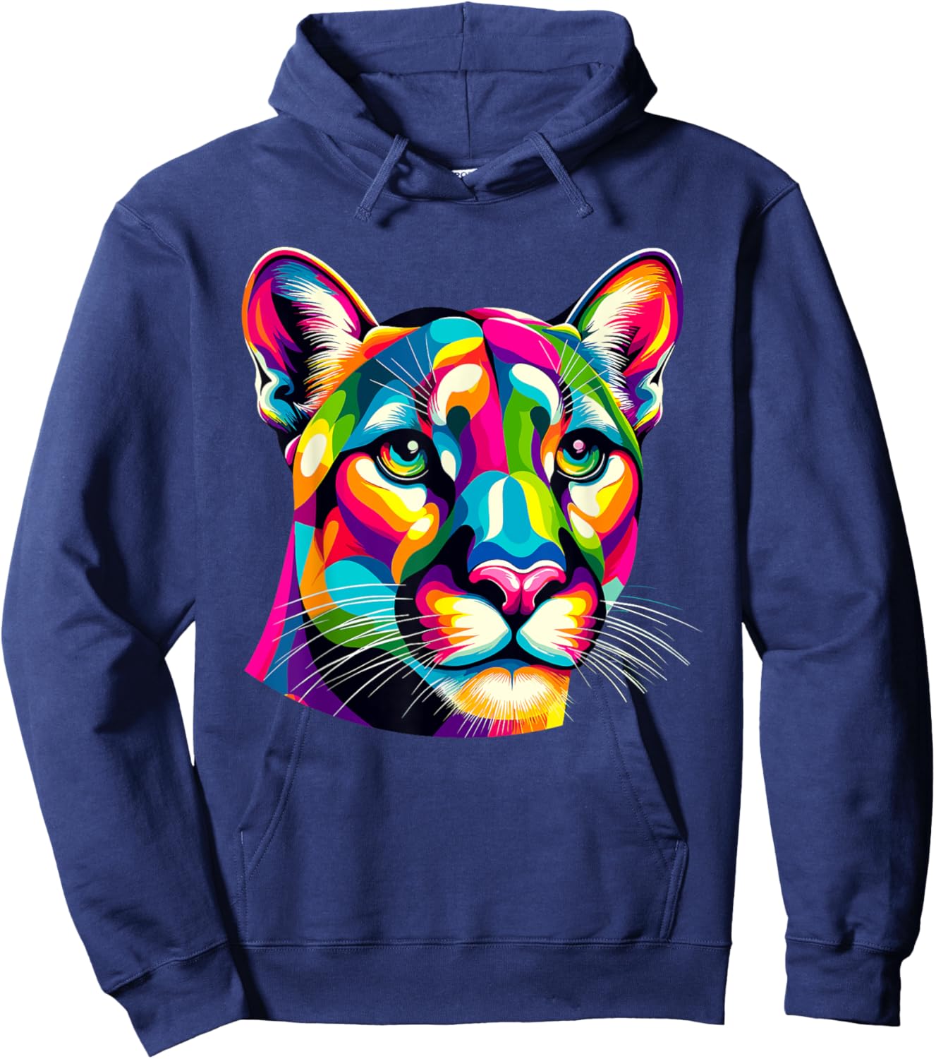 Colorful Pop Art Cougars Cougar Mountain Lion Puma Hoodie - Hoodie | Navy