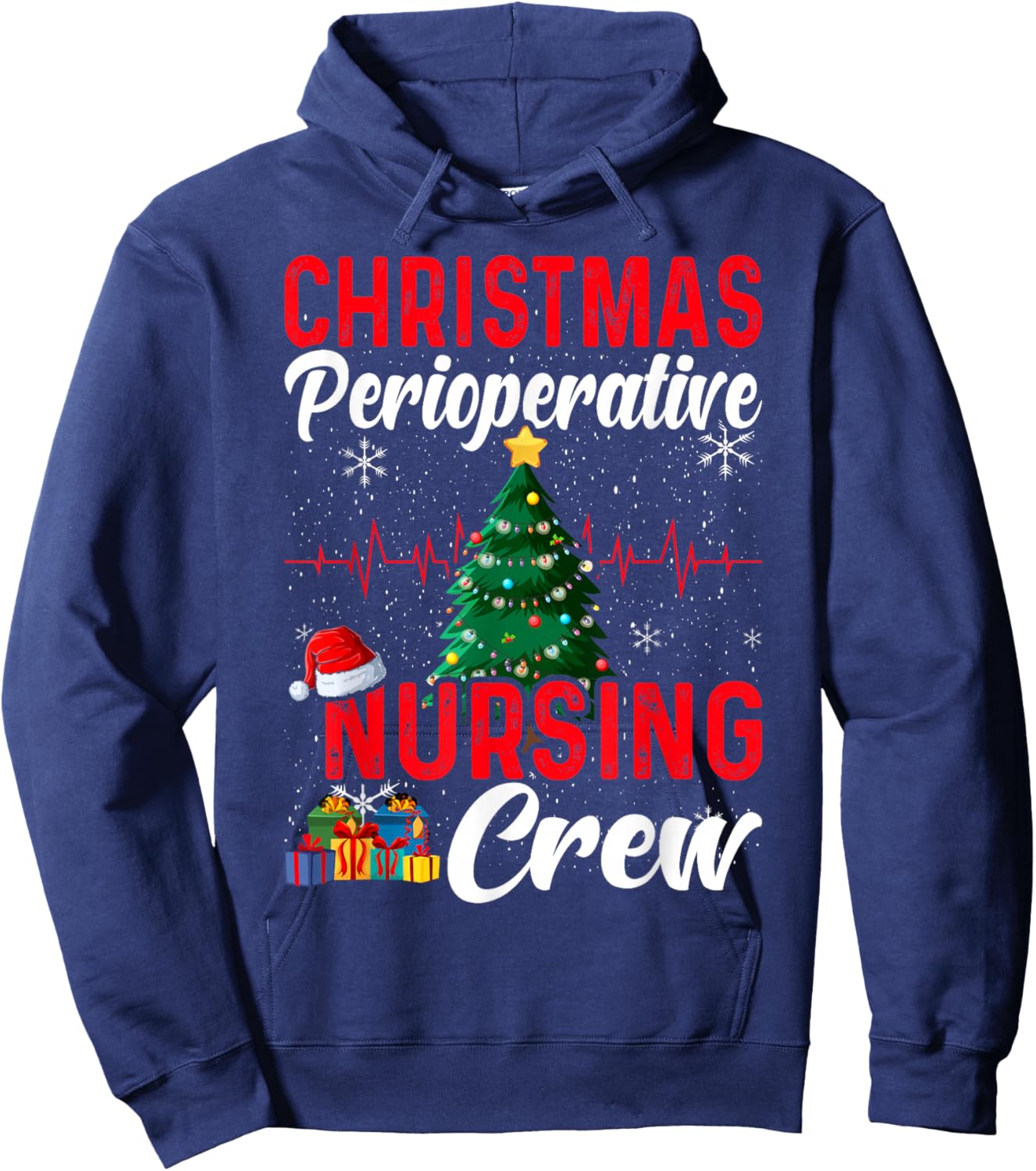 Perioperative Nurse Pre op Nursing Christmas Crew Surgery Hoodie - Hoodie | Navy