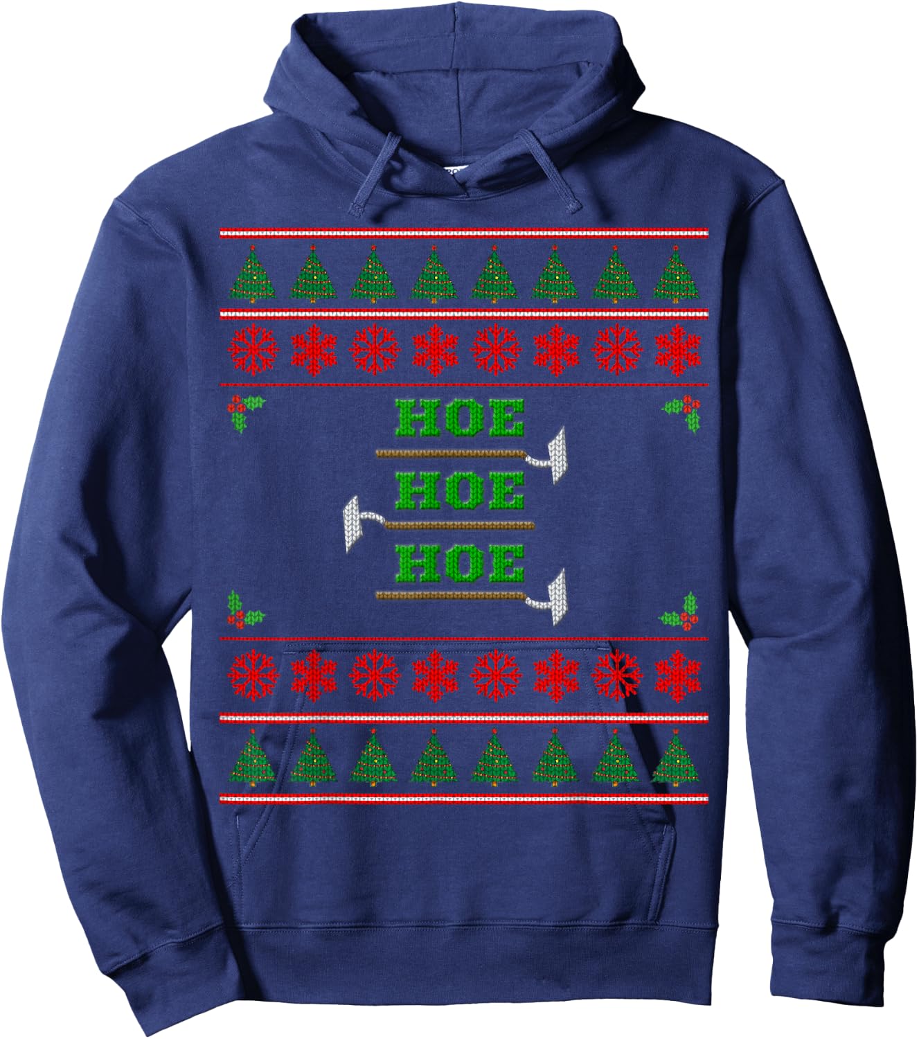 Hoe Hoe Hoe Funny Ugly Christmas Sweater Hoodie - Hoodie | Navy
