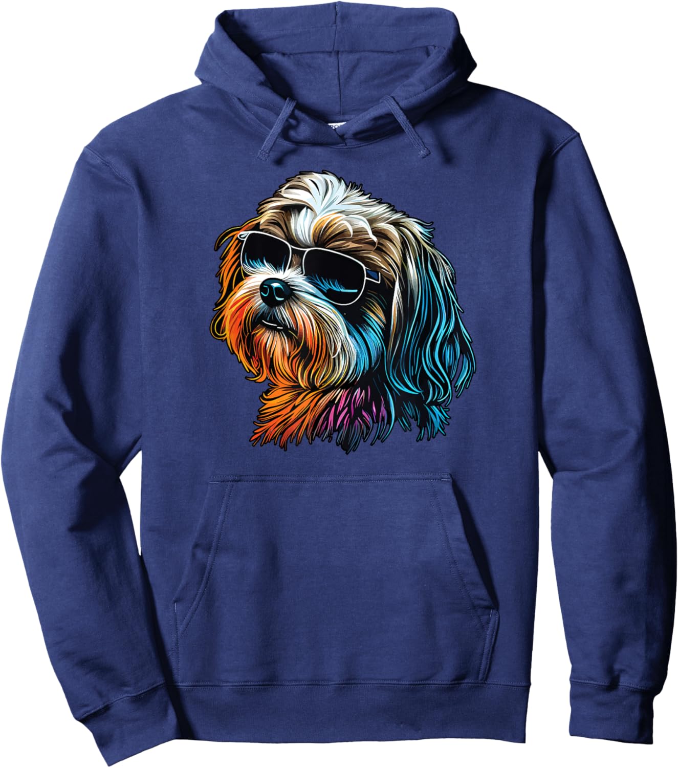 Dad Mom Cool Dog Sunglasses - Lhasa Apso Women Hoodie - Hoodie | Navy