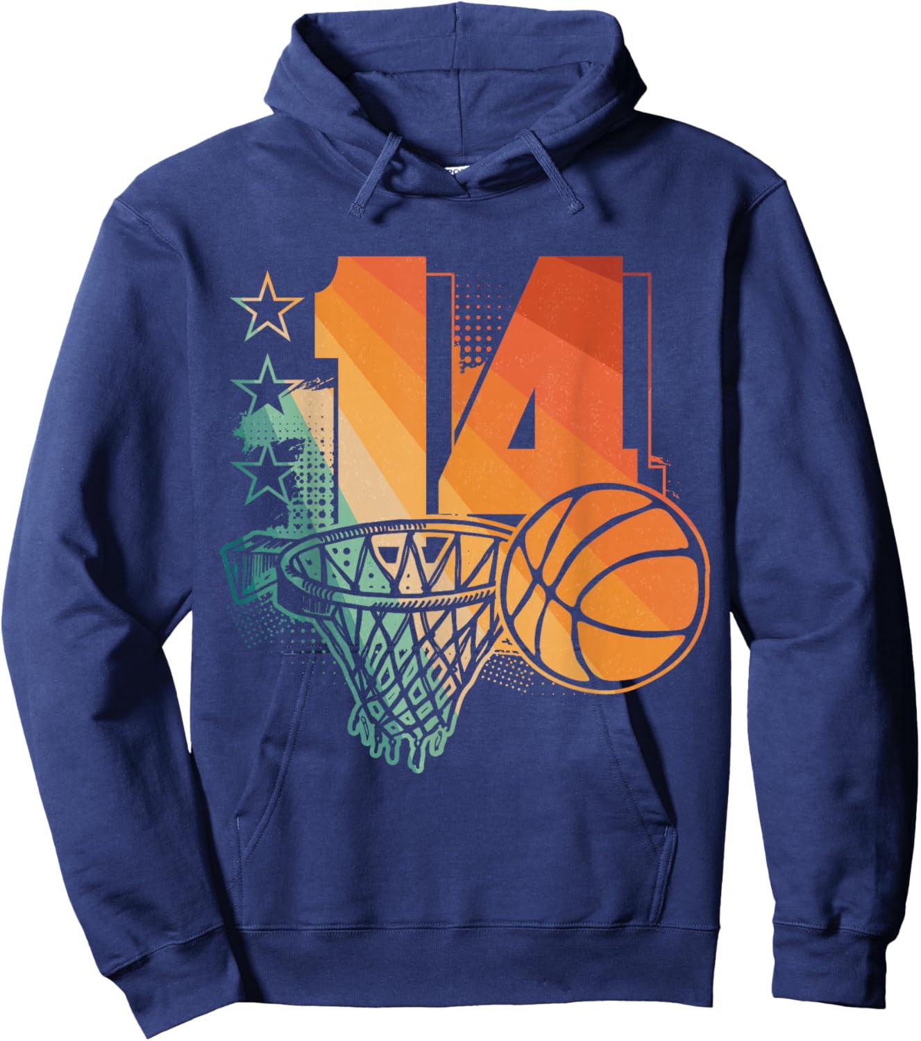 14th Birthday Boy Basketball Player Basketball 14 Years Old Hoodie - Hoodie | Navy
