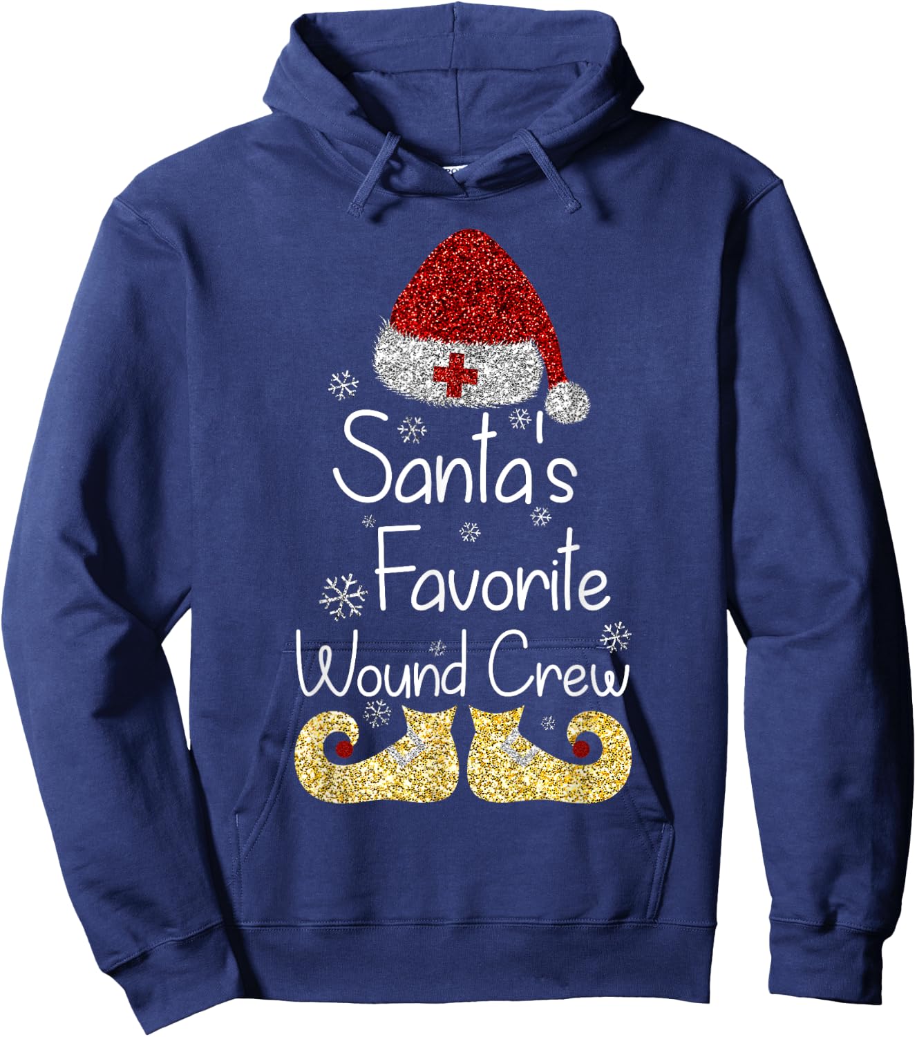 Santa's Favorite Wound Crew Christmas Wound Care Nurse Crew Hoodie - Hoodie | Navy