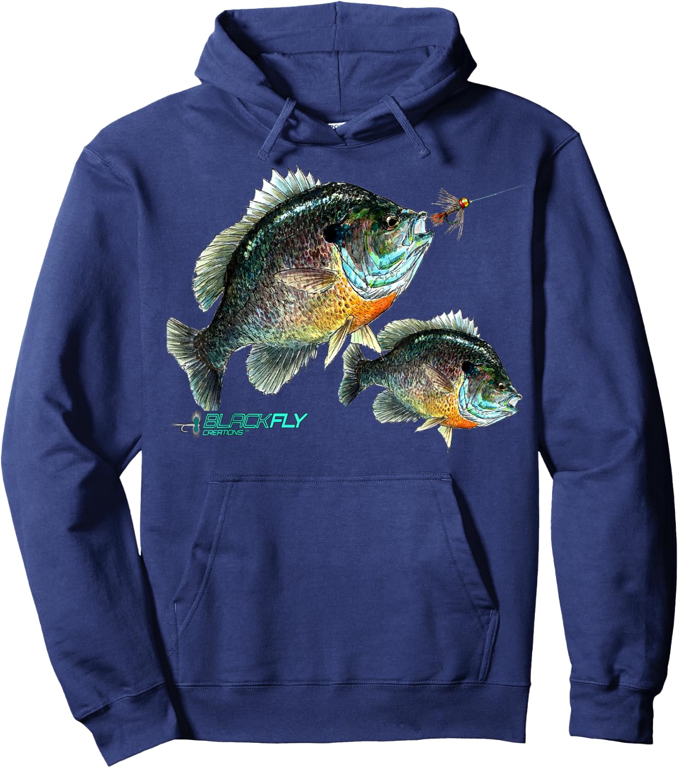 Black Fly Bluegill Fishing Shirts Panfish Jigs Hoodie - Hoodie | Navy
