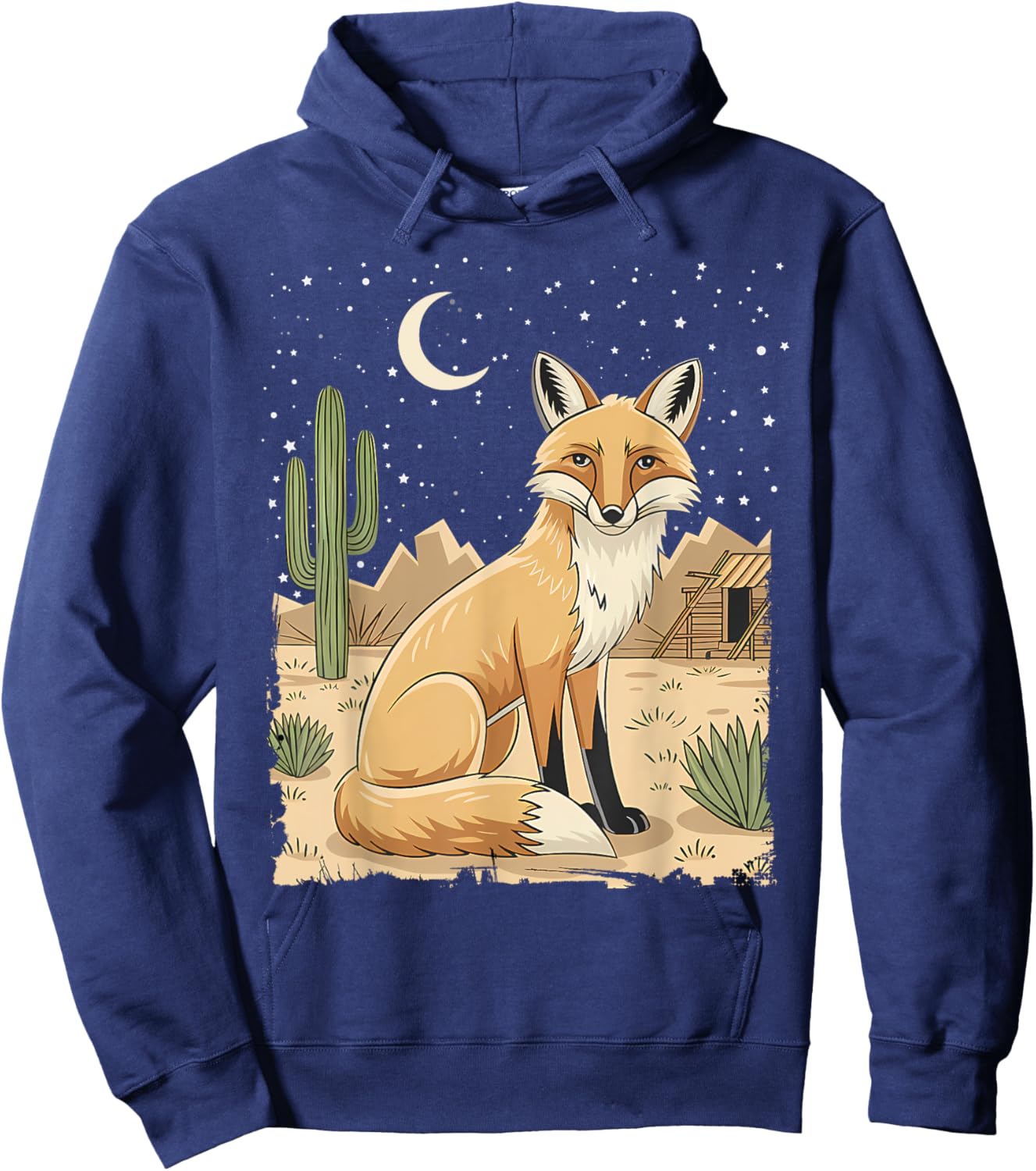 Coyote Desert Nature Scenic Wild Animal South West Cactus Hoodie - Hoodie | Navy
